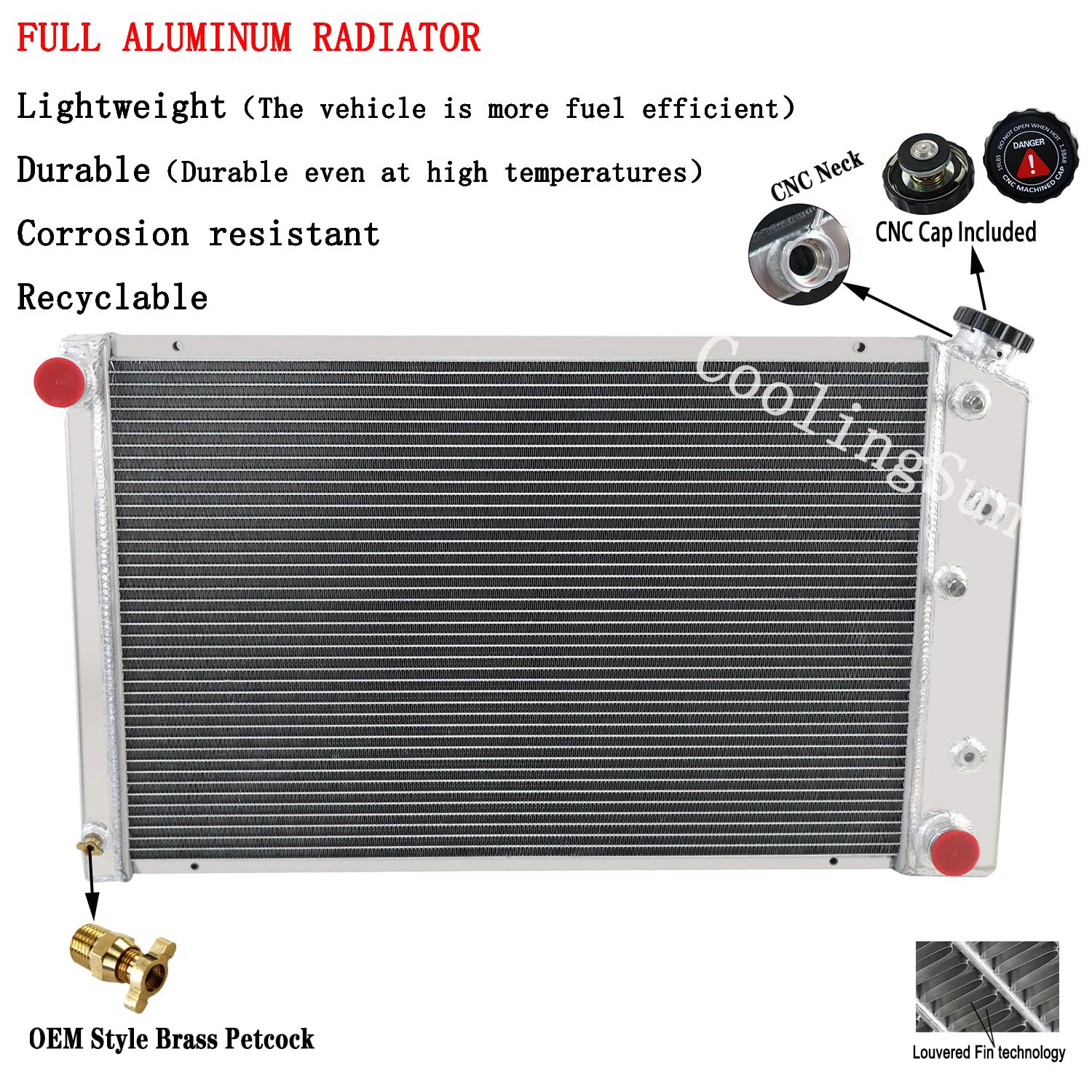 CU162 Aluminum Radiator 3 Row with Fan Shroud Assembly - Compatible with 1970-1987 Chevy GMC C/K/G-Series C10 K10 Camaro Monte Carlo Malibu Blazer Oldsmobile Cadillac Seville Pontiac Buick G Body - Perfect for Engine Cooling & Performance Upgrades