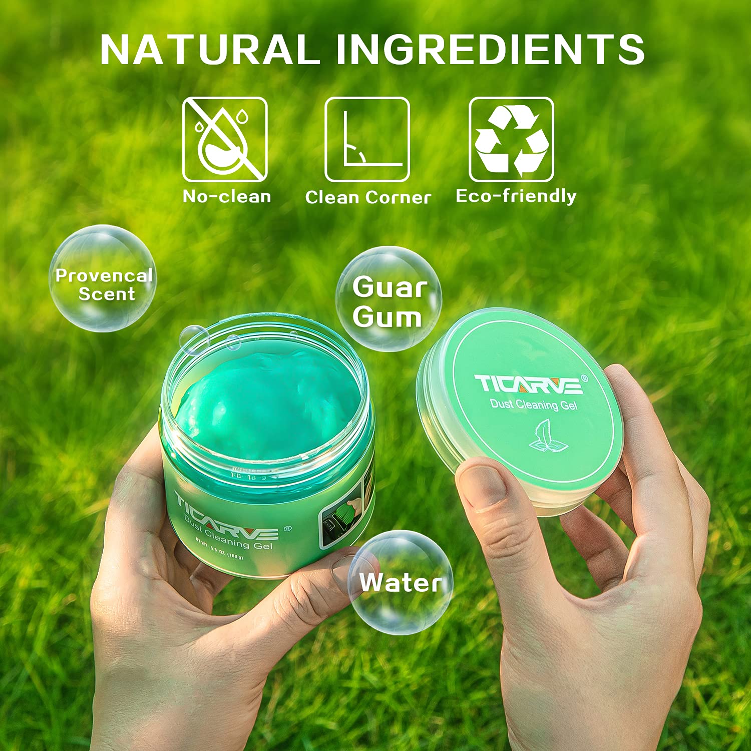 TICARVE Car Cleaning Gel - Auto Detailing Putty for Interior, Vents & Hard-to-Reach Areas - Eco-Friendly Green Car Detailing Kit - Perfect for Dashboard, Cup Holders & Air Vent Cleaning