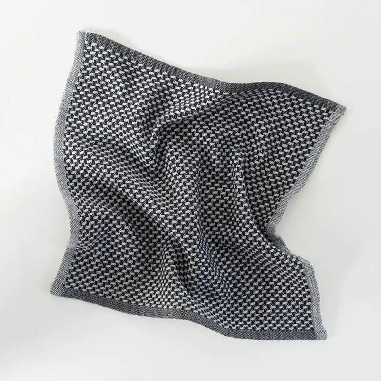 Soft Grey Checkered Cotton Face Cloths - Set of 2 | Gentle Exfoliating Washcloths for Sensitive Skin | Perfect for Daily Face Cleansing, Makeup Removal & Spa Skincare Routine