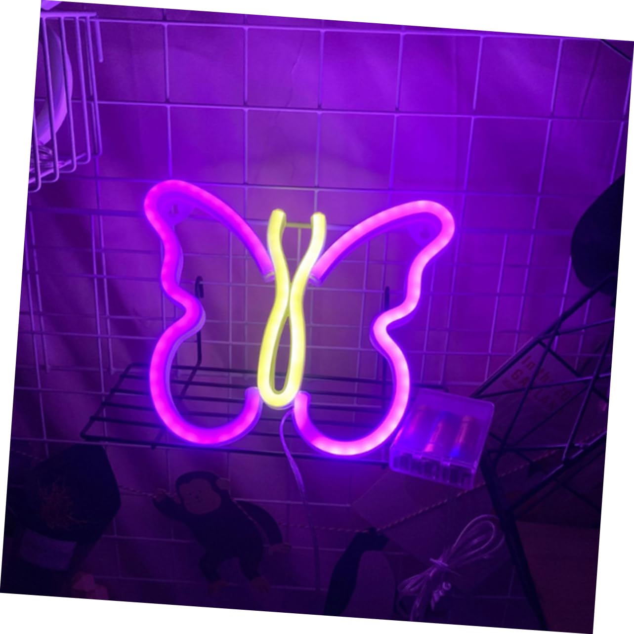 UPKOCH 2-Pack Butterfly LED Neon Wall Lights - Indoor Bedside Lamps, Cartoon Night Light for Kids Room, Nursery, Dorm Decor - Energy Efficient & Eye-Catching Home Lighting