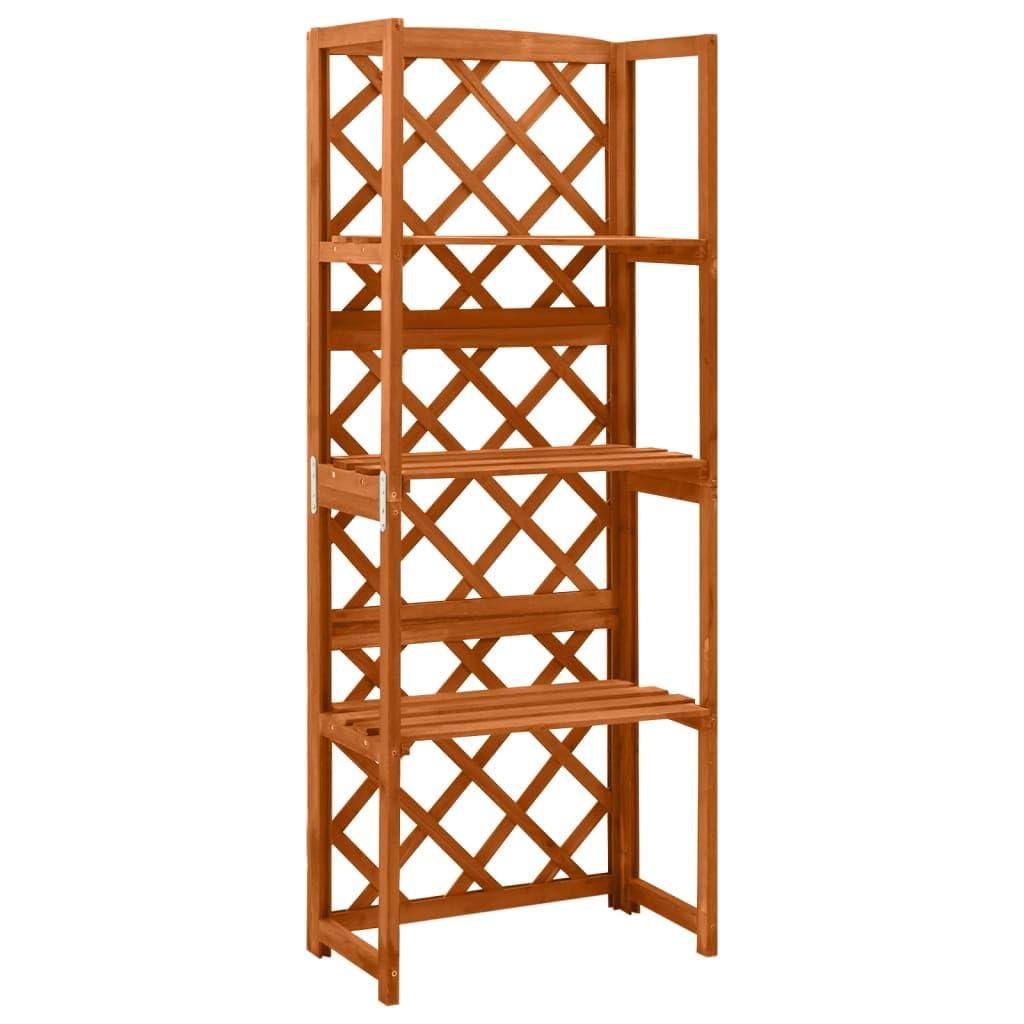 vidaXL 3-Tier Solid Fir Wood Trellis with Shelves, Outdoor Garden Plant Stand for Climbing Plants, 21.6