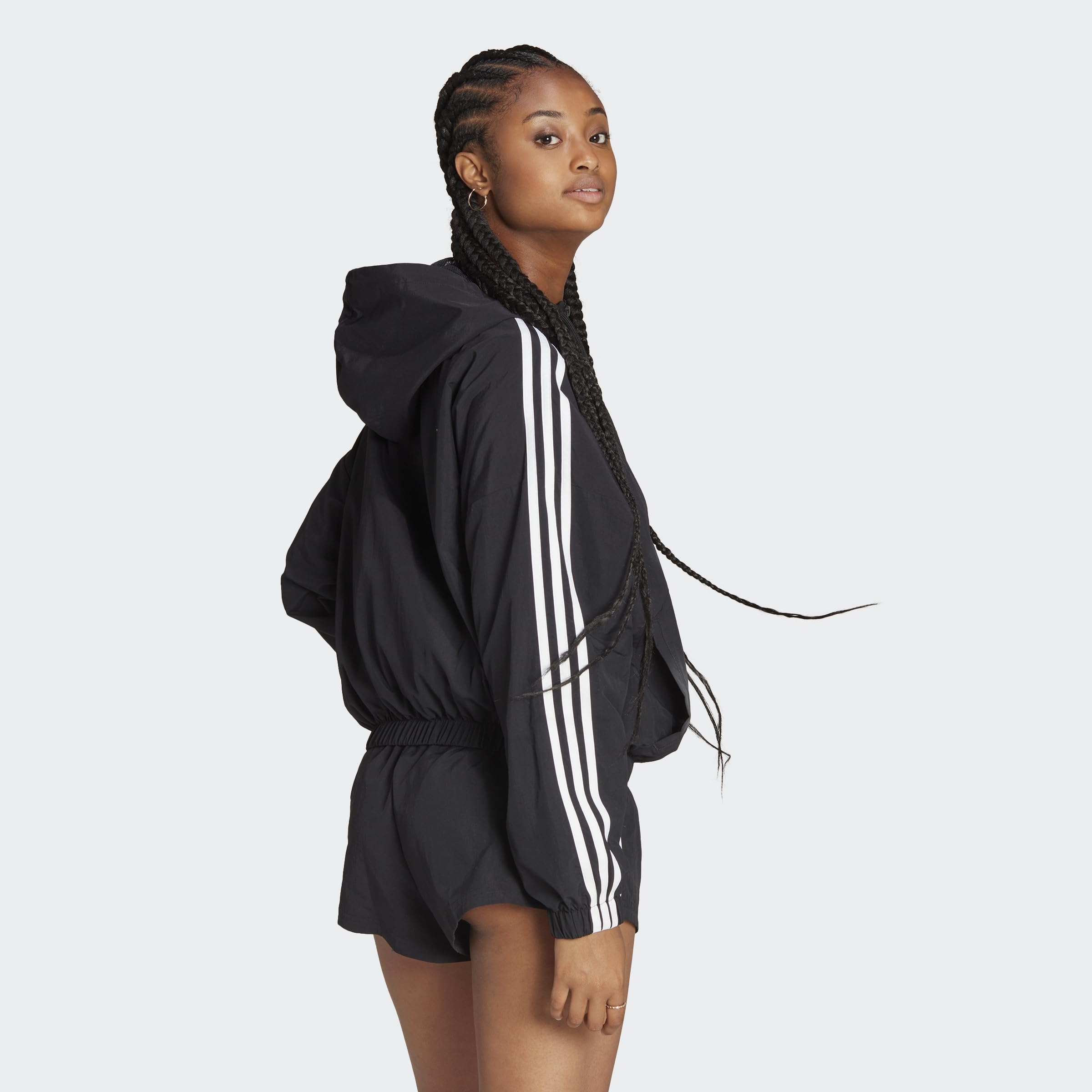 adidas Women's Essentials 3-Stripes Woven Windbreaker Jacket - Lightweight Water-Resistant Outdoor Running & Travel Coat