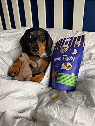 Laughing Dog Sleep Tight Naturally Grain Free Oven-Baked Dog Treats - Gluten Free, No Added Sugar, Healthy Snacks for Dogs - Purple, 125g - Perfect for Training Rewards & Bedtime Relaxation