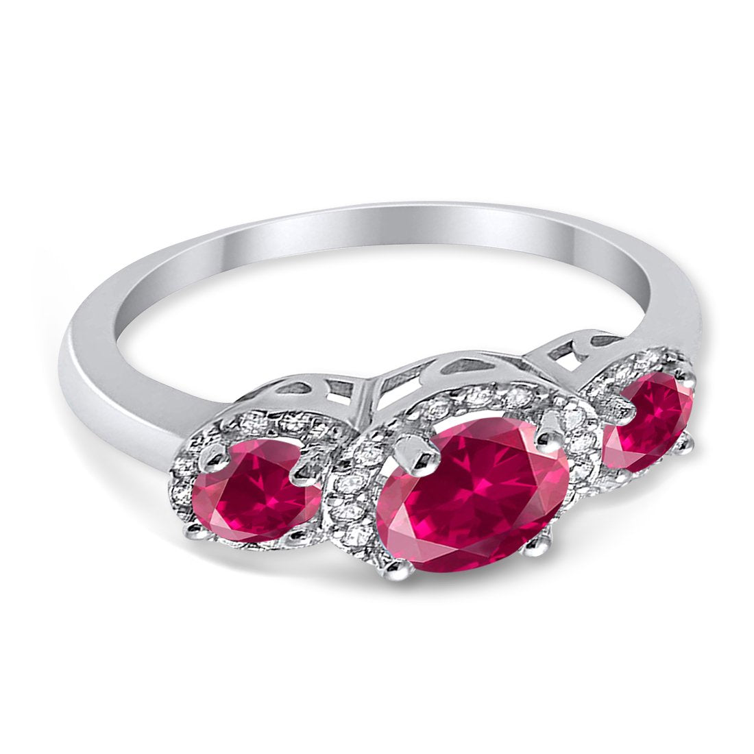 3 Stone Halo Wedding Ring - 925 Sterling Silver CZ Engagement Band for Women | Elegant Bridal Jewelry for Proposals, Anniversaries & Special Occasions
