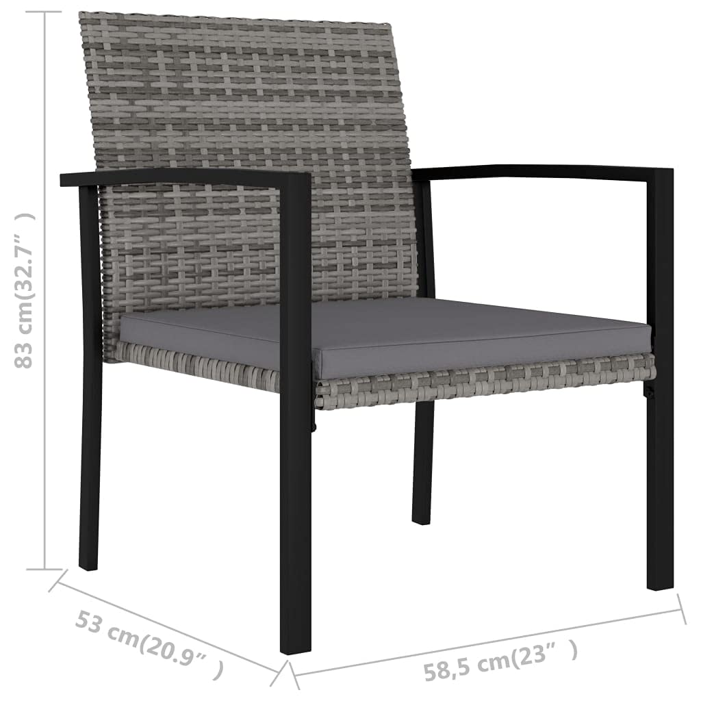 Durable Weatherproof Outdoor Chairs Set of 2 - Gray Poly Rattan Garden Dining Chairs for Patio, Backyard, and Poolside Relaxation