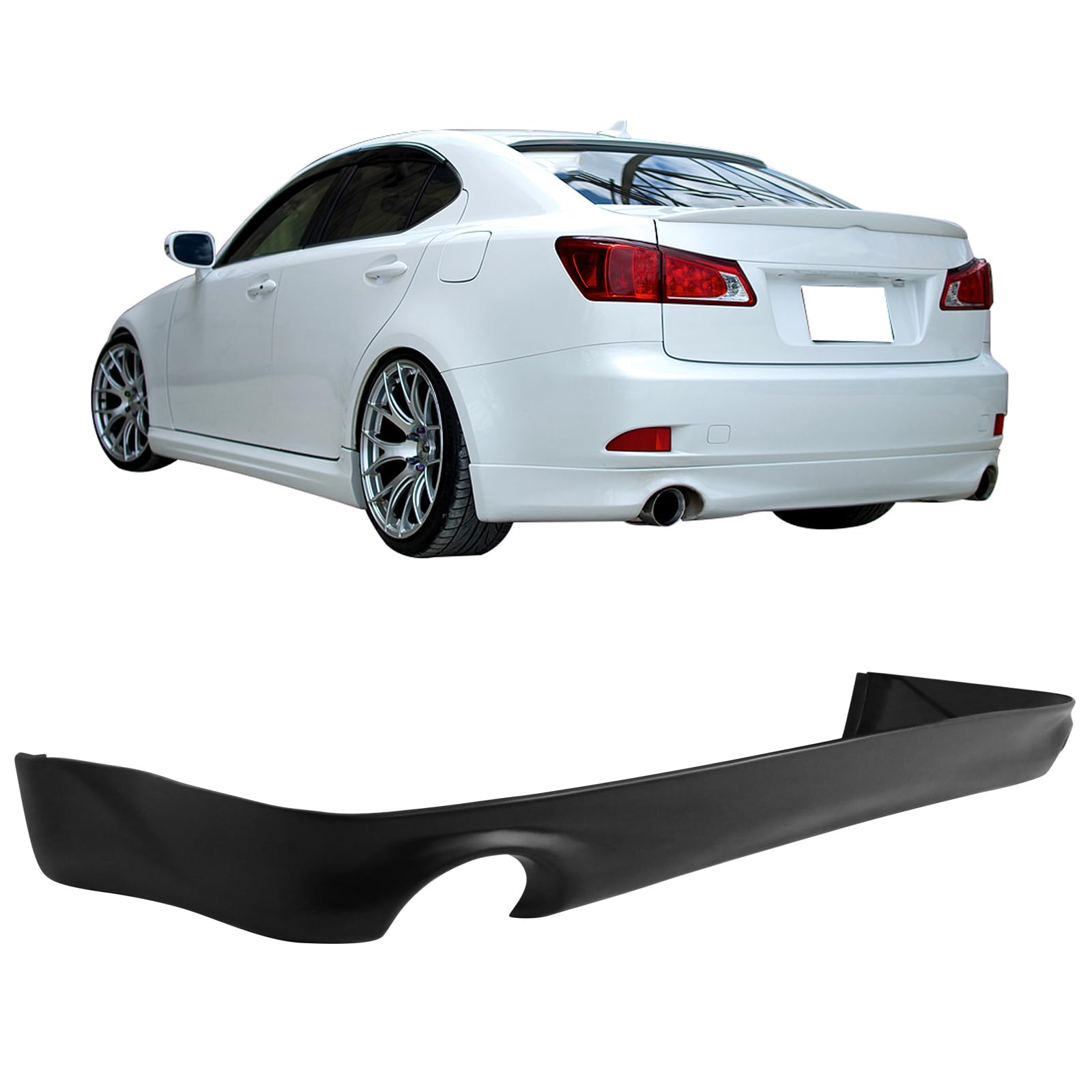 IKON MOTORSPORTS PP Black Rear Bumper Lip Spoiler Splitter for 2006-2012 Lexus IS250 IS350 - Enhance Style & Aerodynamics for Street & Track Performance