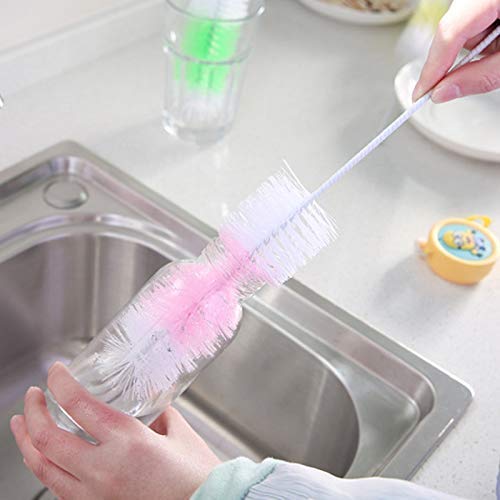 Long Handle Bottle Cleaning Brush Set - Nylon Bristles for Glass, Plastic & Stainless Steel Water Bottles - Perfect for Baby Bottles, Sports Bottles & Hard-to-Reach Containers - Dishwasher Safe Cleaning Tool for Home & Kitchen