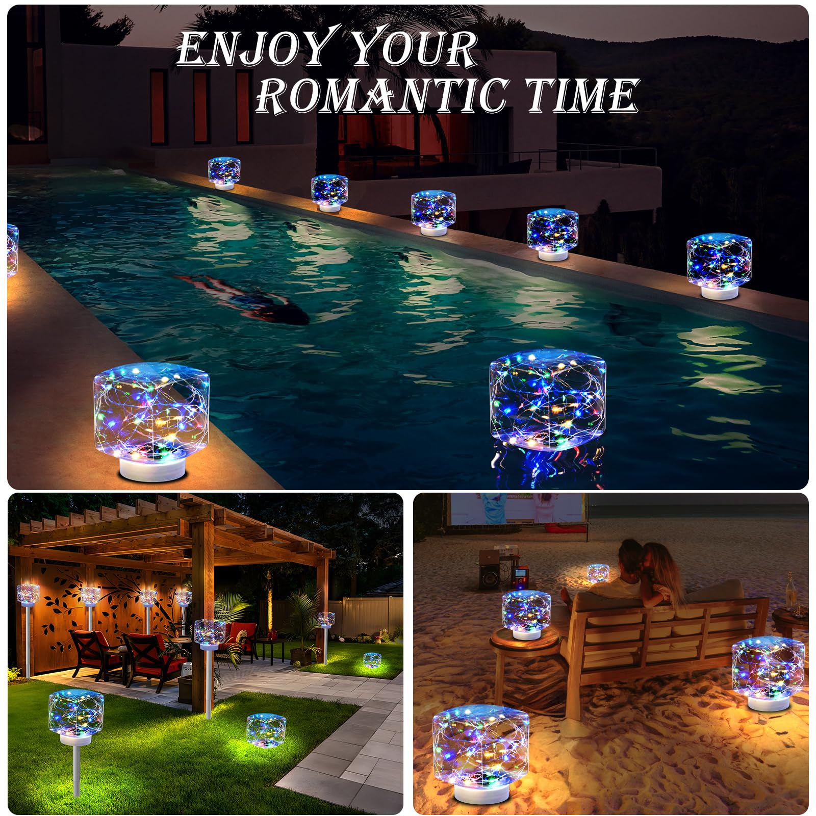 Solar Pool Lights - 2PCS, IP68 Waterproof LED Floating Lights for Swimming Pools & Ponds | Outdoor Decor