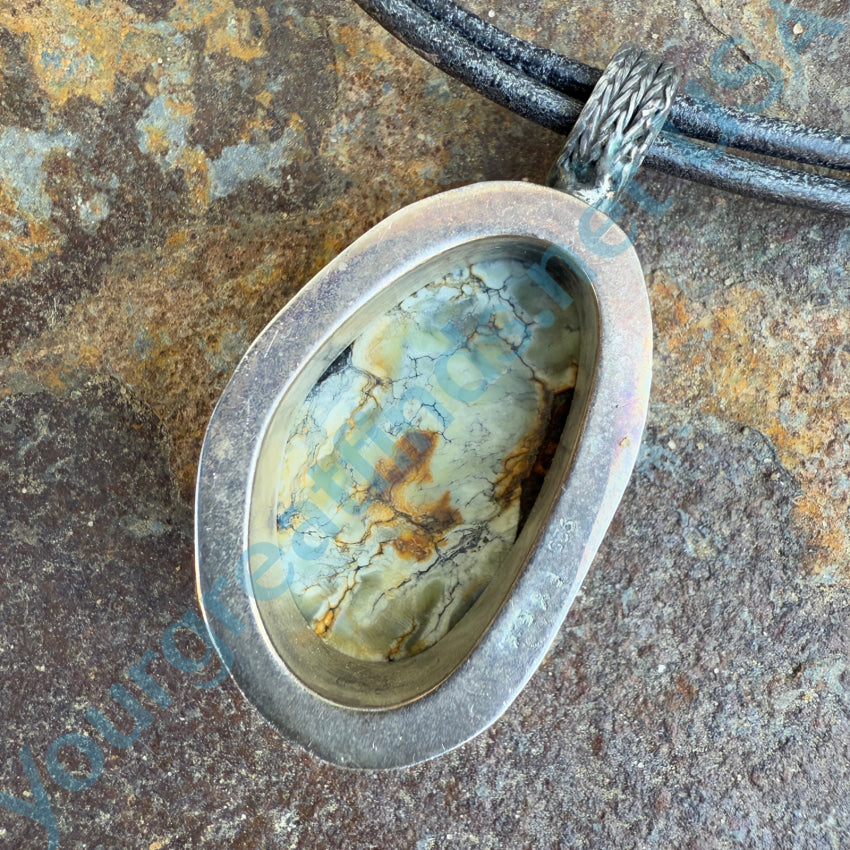 Vintage Sterling Silver & Turquoise Leather Cord Necklace - Handmade Southwest Style Jewelry for Women, Boho Chic Accessories for Everyday Wear & Special Occasions