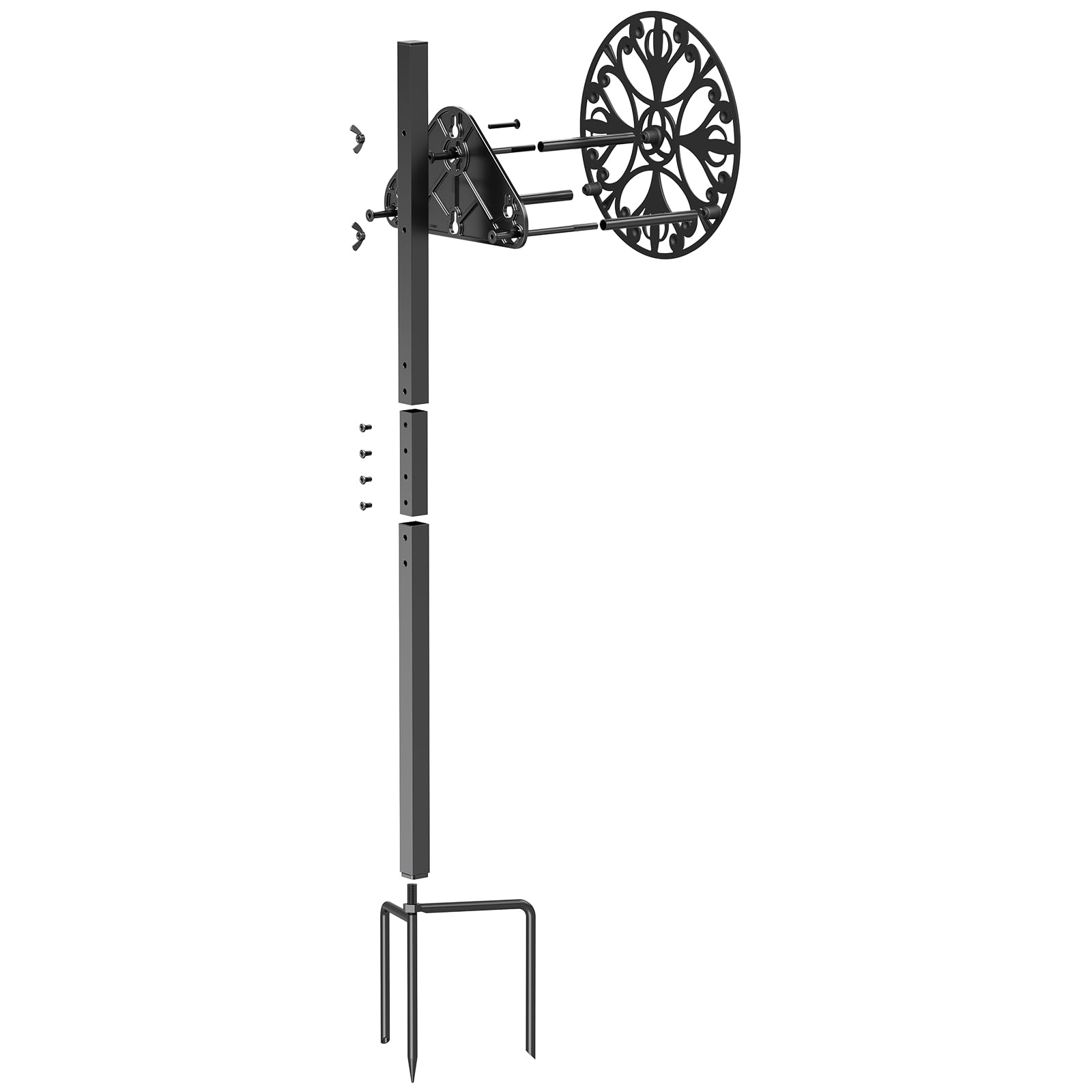 GOFORWILD Decorative Garden Hose Holder - Sturdy Wall Mounted Hose Rack for 125-Feet 5/8-Inch Water Hose, Durable Cast Aluminum Hose Reel & Hanger - Perfect for Yard, Lawn, and Outdoor Watering Organization