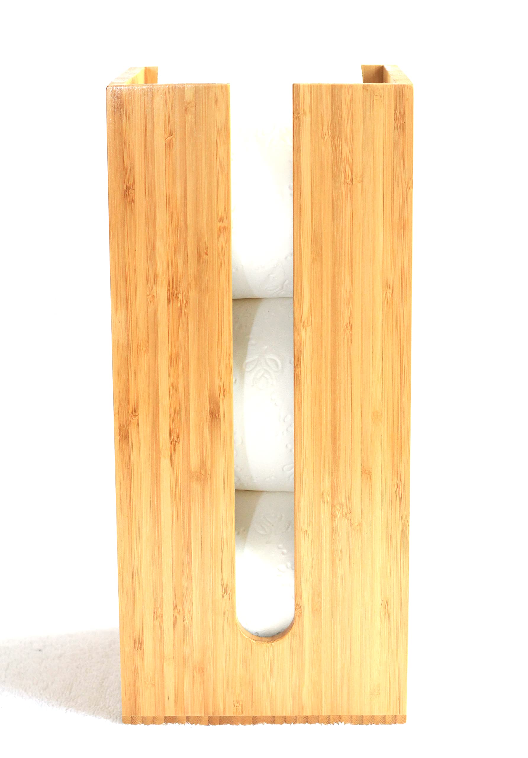 Eco-Friendly Bamboo Toilet Paper Holder - Biodegradable Bathroom Organizer for Toilet Paper Storage | Freestanding & Handmade | Perfect for Small Bathrooms, RVs, and Eco-Conscious Homes