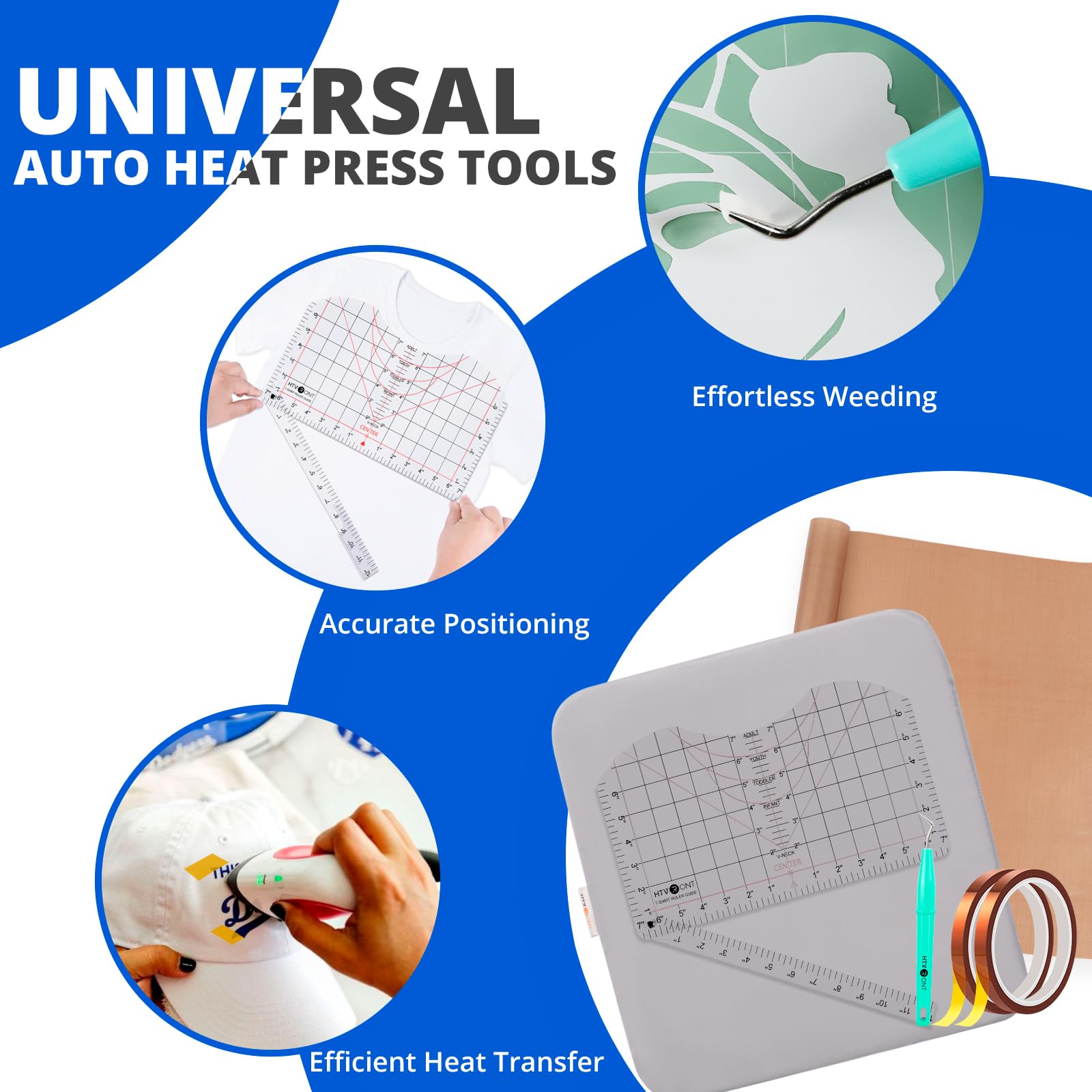 HTVRONT 55-Piece Heat Press Accessories Kit for 15x15 Heat Press Machines - Includes Vinyl, Sublimation Paper, Tools & Heat Press Mat - Perfect for T-Shirt Printing, DIY Crafts & Cricut EasyPress Projects
