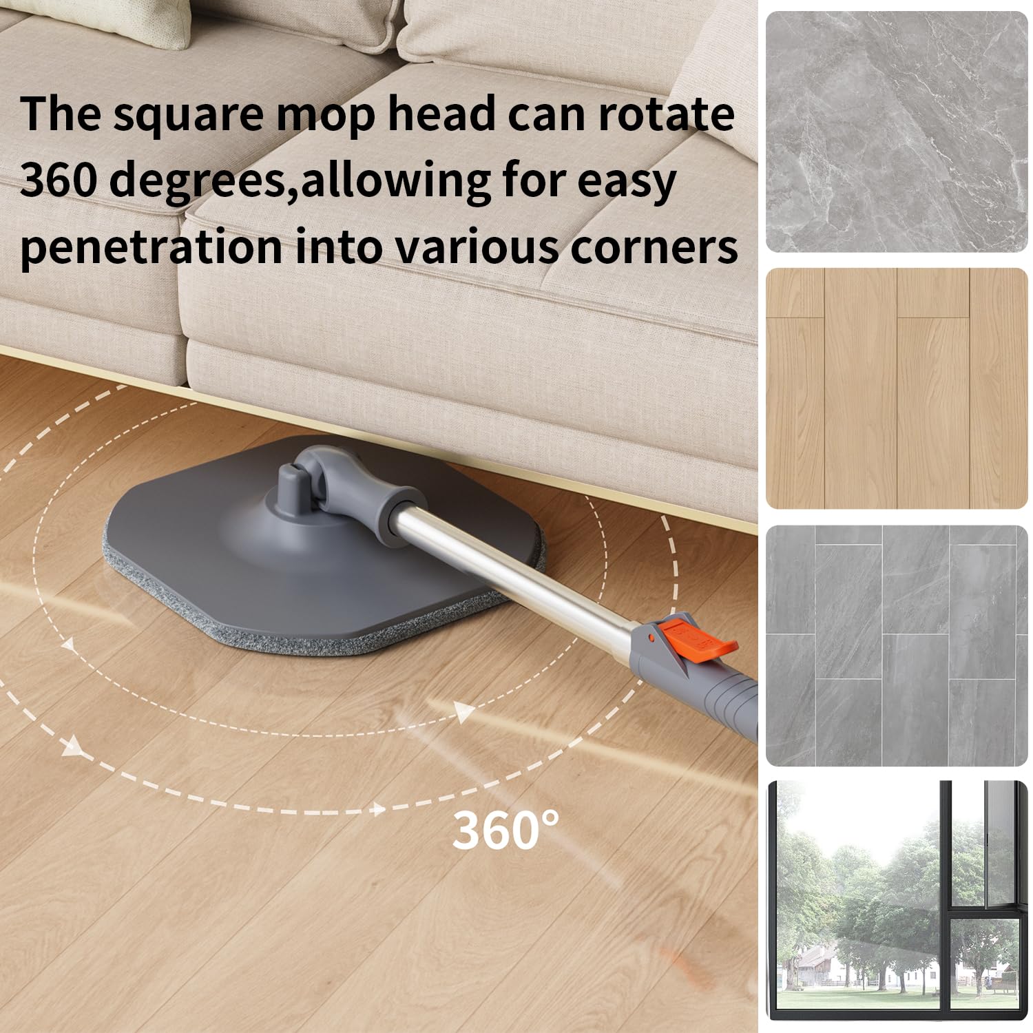 360° Rotating Spin Mop and Bucket System with Separate Dirty/Clean Water - Foldable Handle, 6 Replaceable Mop Pads - Perfect for Hardwood, Tile, Marble Floors & Wall Cleaning - Ideal for Home, Kitchen, Bathroom & Office Use