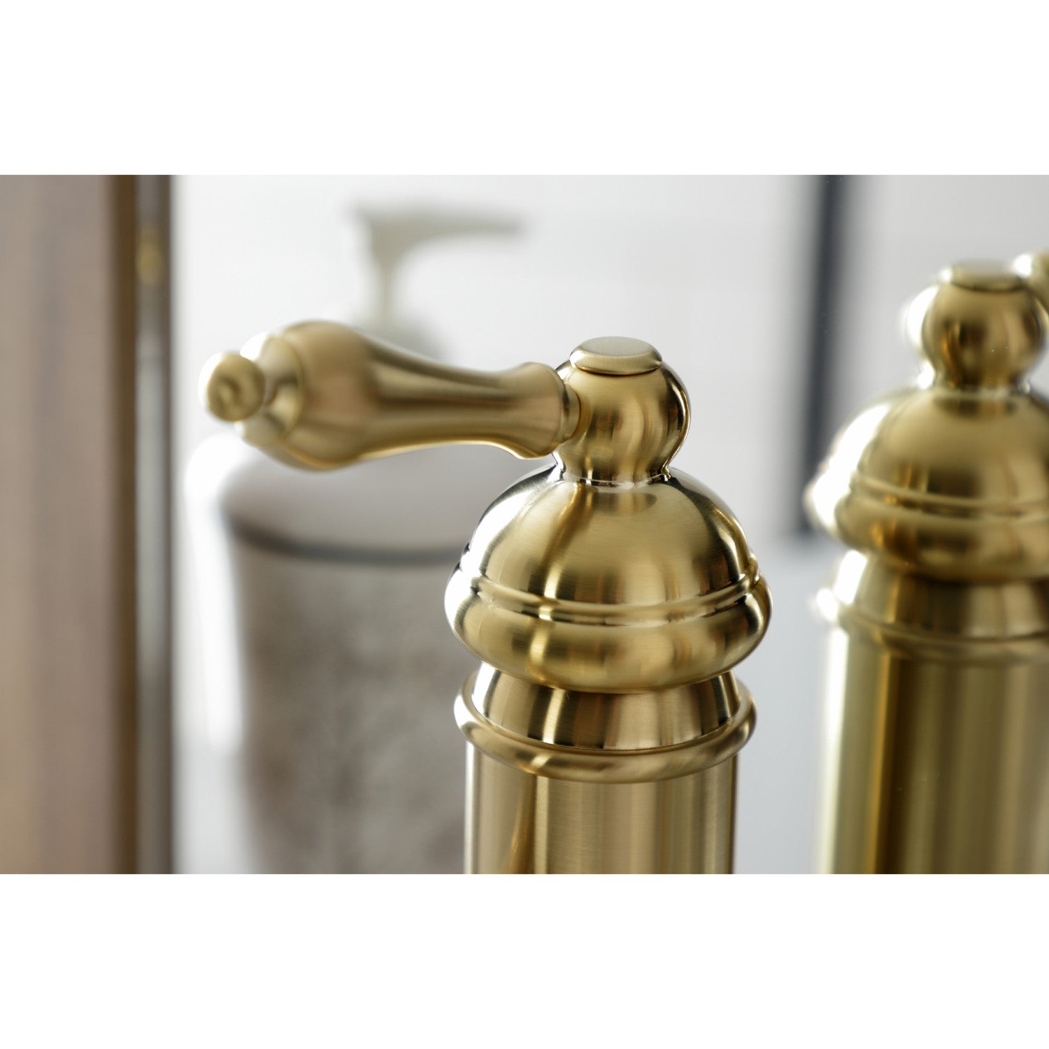 American Classic KS7417ACL Single Handle Bathroom Faucet with Deck Plate & Brass Pop-Up Drain - Brushed Brass Finish for Modern Bathroom Vanity Sinks