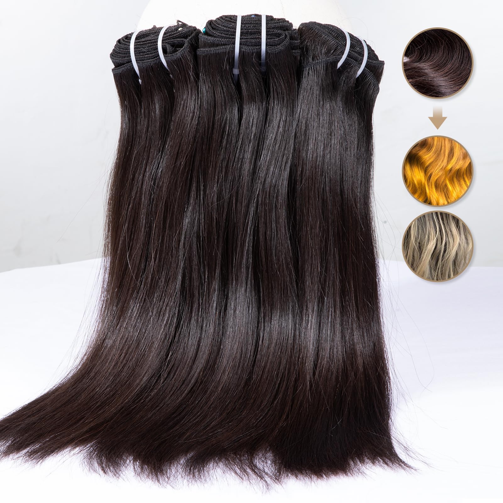 Clytie 100% Human Hair Bundles - Unprocessed Raw Straight Virgin Hair Weave 10 12 14 Inches for Natural Look & Styling | Perfect for Daily Wear, Special Occasions & Hair Extensions