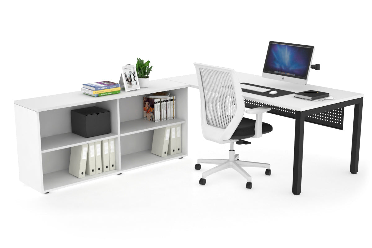 Quadro Square Executive Black Frame Office Desk [1800L x 700W] - Modern Workspace Solution for Home & Business Offices