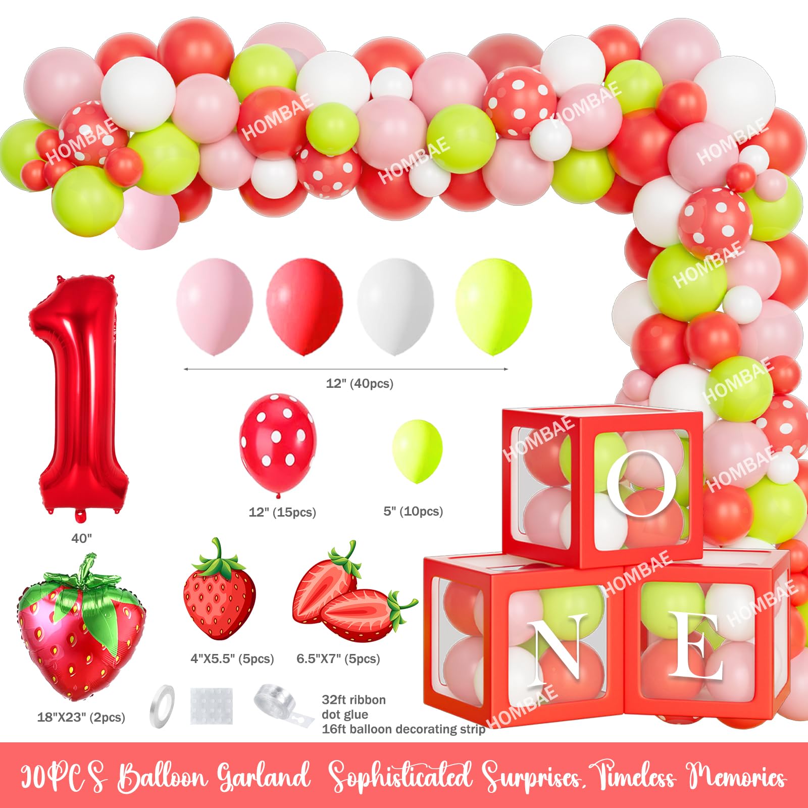 Sweet Strawberry First Birthday Party Decorations for Girls - Berry Themed 1st Birthday Party Supplies for One Year Old - Perfect for Baby's First Birthday, Photoshoots & Celebrations