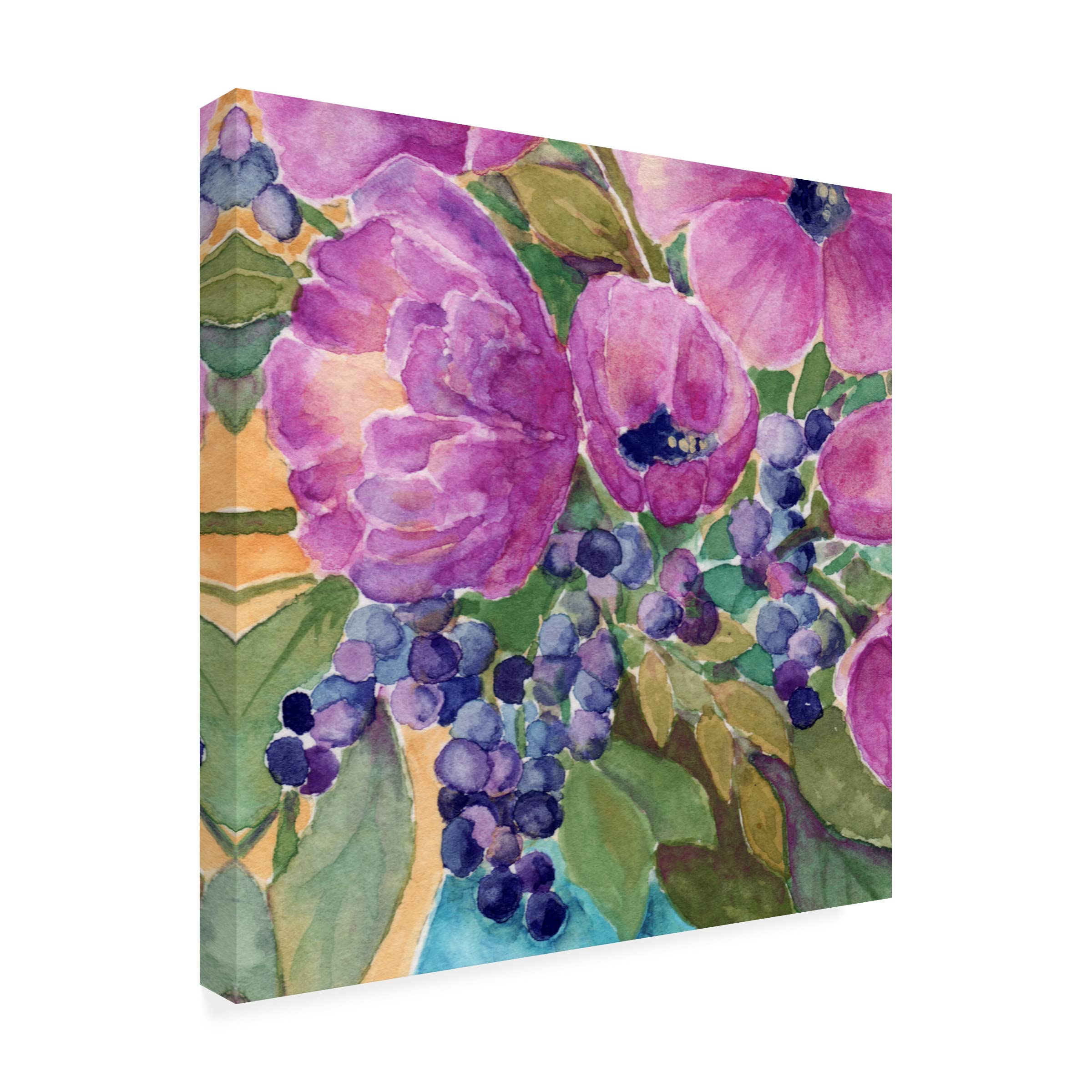 Trademark Fine Art 'Violets And Berries' Canvas Wall Art Print by Yachal Design - Floral Home Decor for Living Room, Bedroom & Office