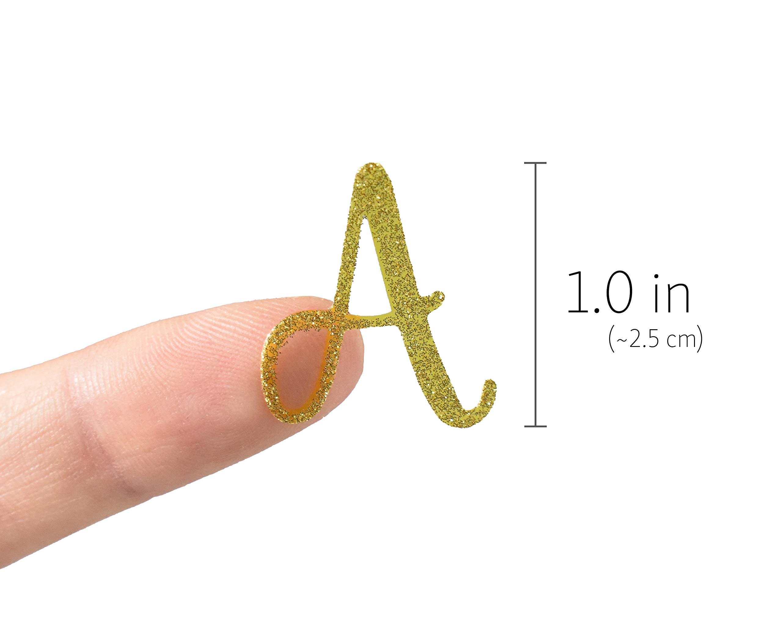QQ&U Gold Glitter Cursive Alphabet Letter and Number Stickers - DIY Scrapbooking, Journaling, Card Making, and Home Decor Decals