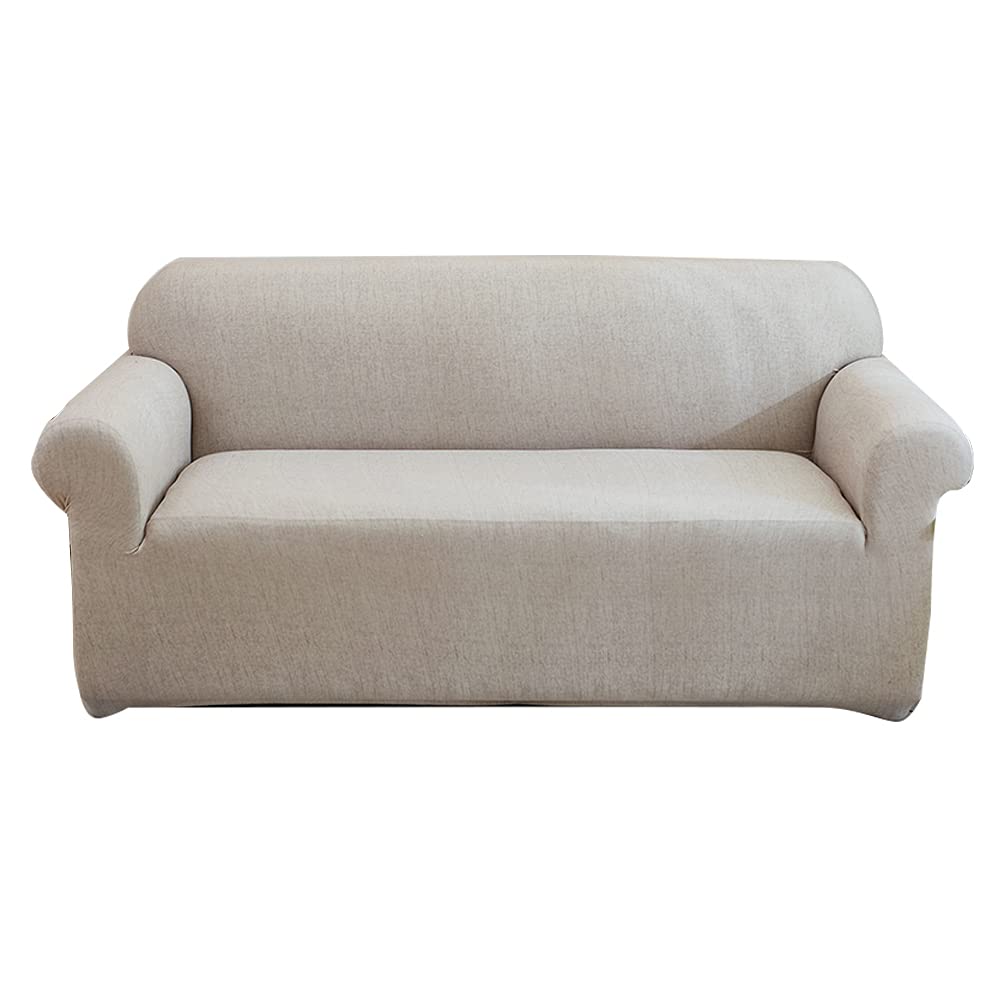 HOOBUY Printed Stretch Sofa Cover Slipcover for 4 Cushion Couch - Includes 2 Free Pillow Cases (Fits 4-Seater/Large 3-Seater Couches) - Perfect for Living Room, Family Room & Home Decor Protection