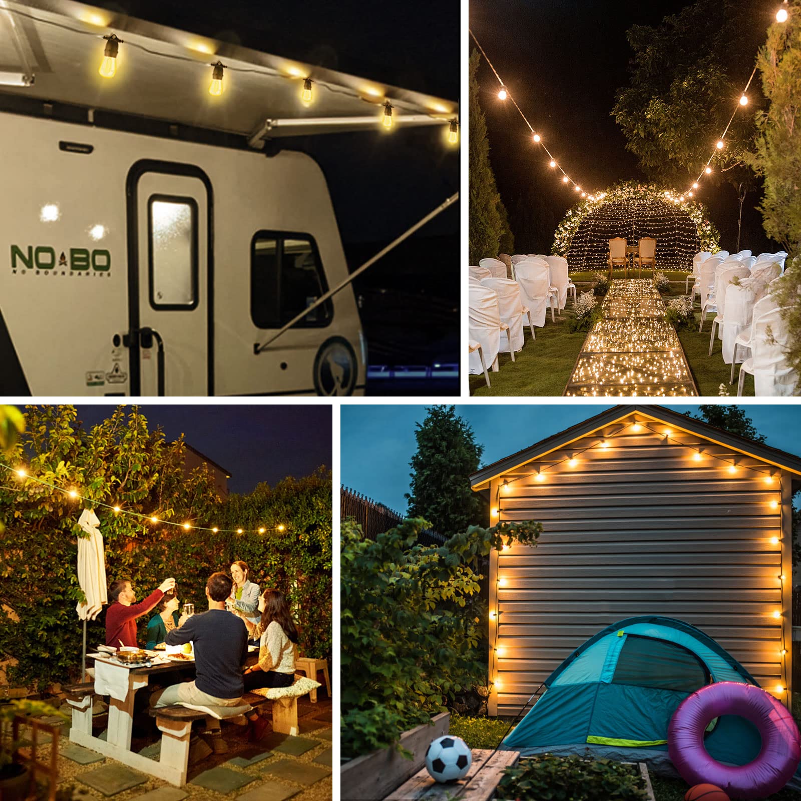 ROMANJOY 24.6FT USB Powered Dimmable Waterproof LED String Lights with 10 Shatterproof S14 Edison Bulbs - Outdoor Patio Lights for Backyard, Porch, Camping, Christmas Decor | Perfect for Garden Parties, Wedding Decorations & Cozy Ambiance Lighting