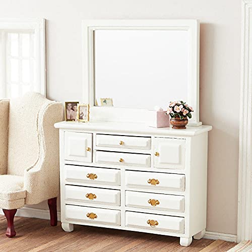 White Chest Dresser for Dollhouse Miniature - Handcrafted Wooden Furniture for Dollhouse Decor, DIY Miniature Projects & Collectibles