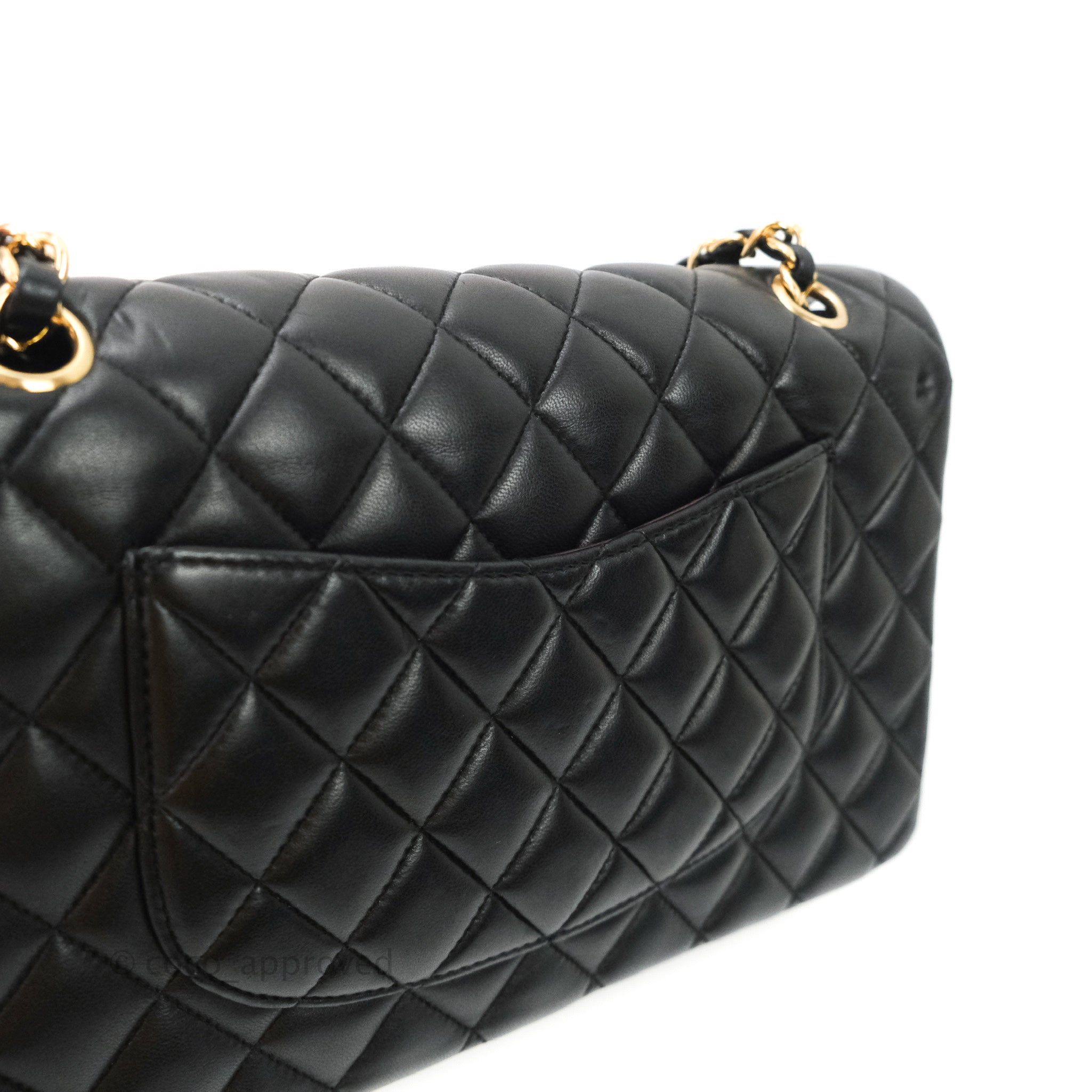 Chanel Classic Medium Double Flap Bag Black Lambskin Gold Hardware - Luxury Designer Handbag for Women, Perfect for Work, Evening Events & Special Occasions