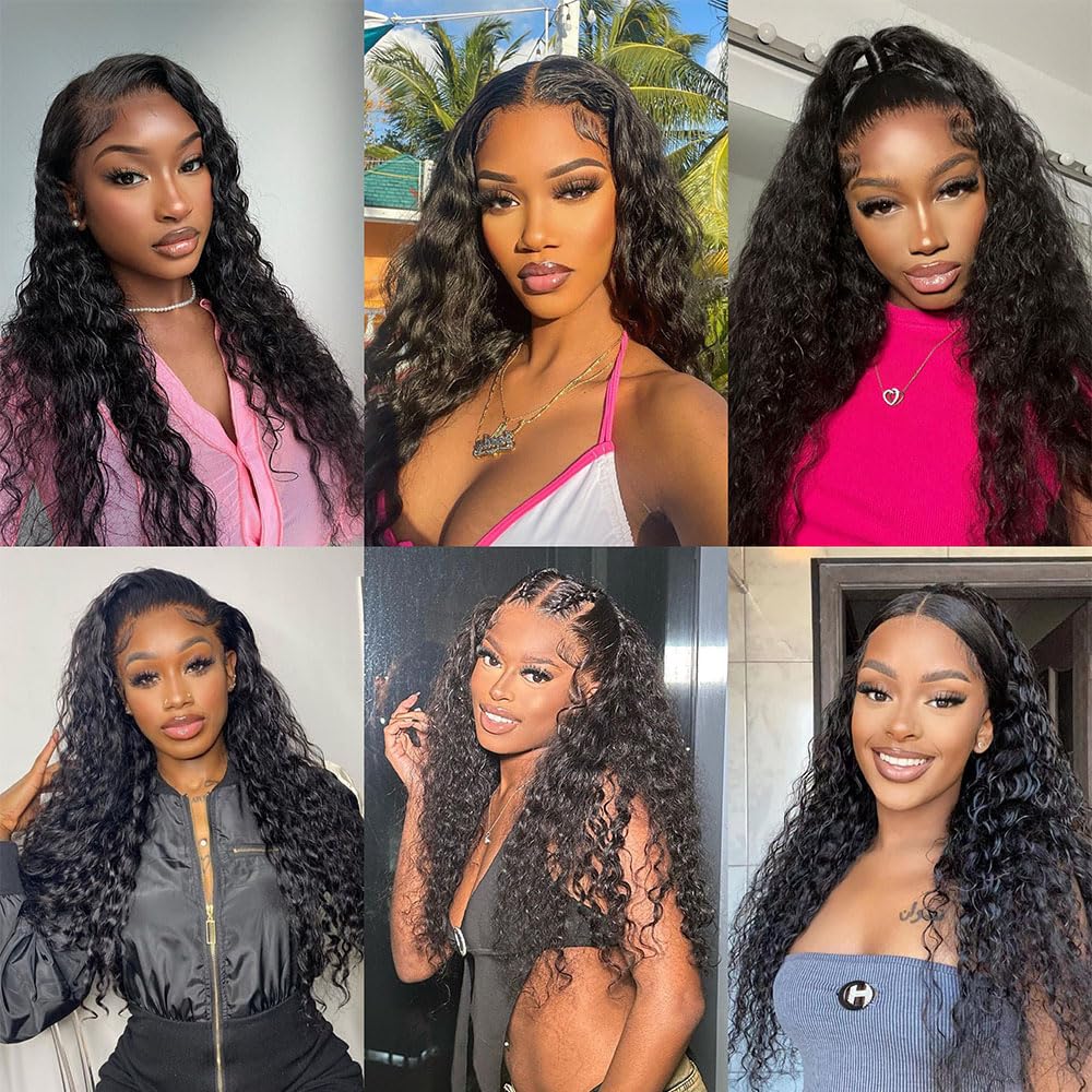 5x5 HD Lace Closure Wigs 28inch Water Wave Human Hair - 250% Density Curly Glueless Wig with Pre-Plucked Baby Hair & Natural Hairline | Perfect for Daily Wear, Parties & Protective Styling