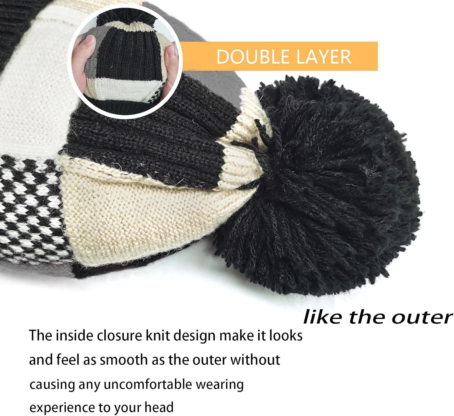 MEANBEAUTY Women's Knitted Beanie Hat with Pompom - Soft Warm Winter Ski Cap for Women & Men - Unisex Cold Weather Accessory for Outdoor Sports, Skiing, Snowboarding & Casual Winter Fashion