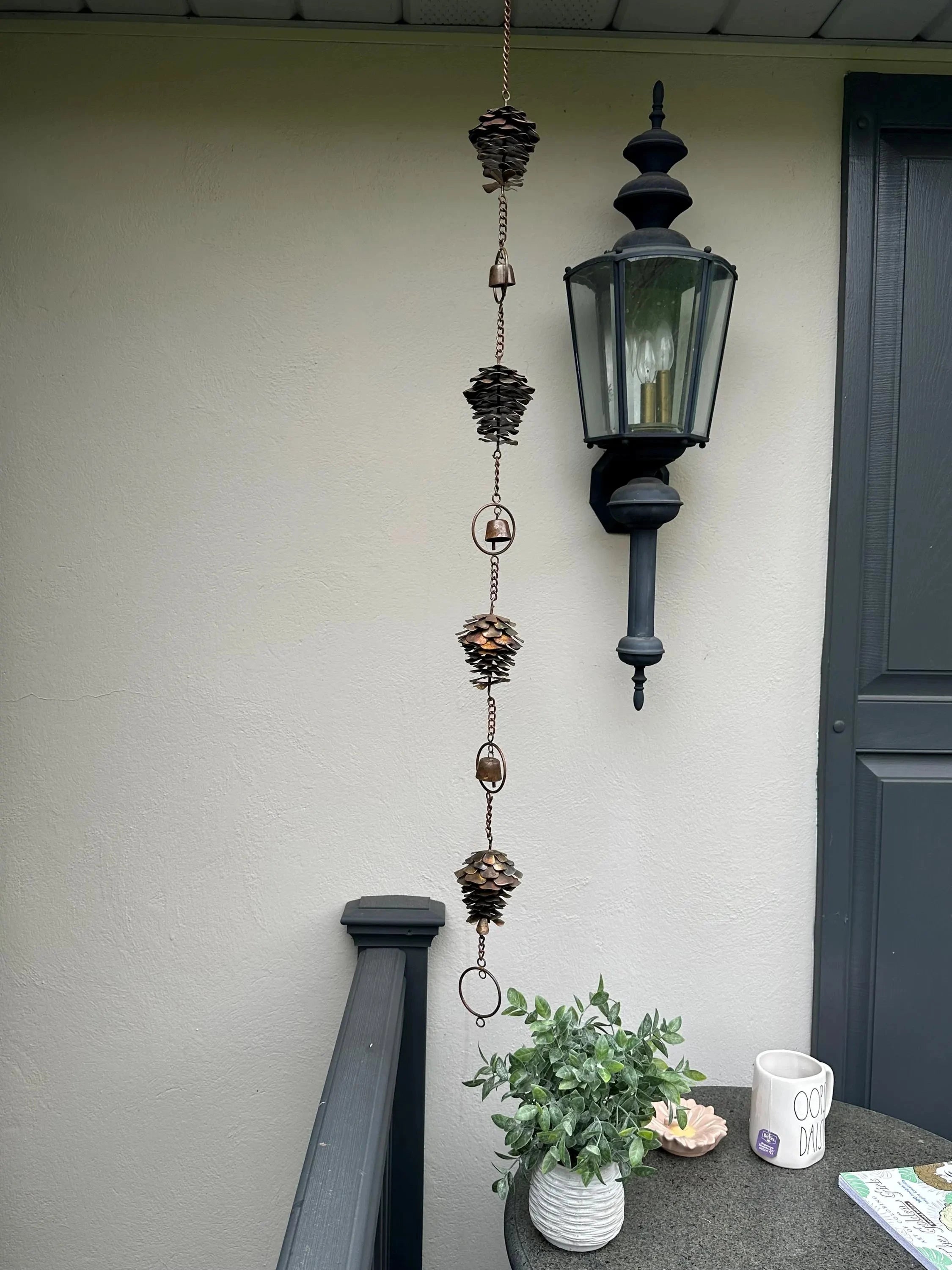 Pinecones and Bells Hanging Garden Ornament - Rustic Outdoor Christmas Decor for Porch, Patio, and Tree - Perfect for Holiday and Winter Home Decoration