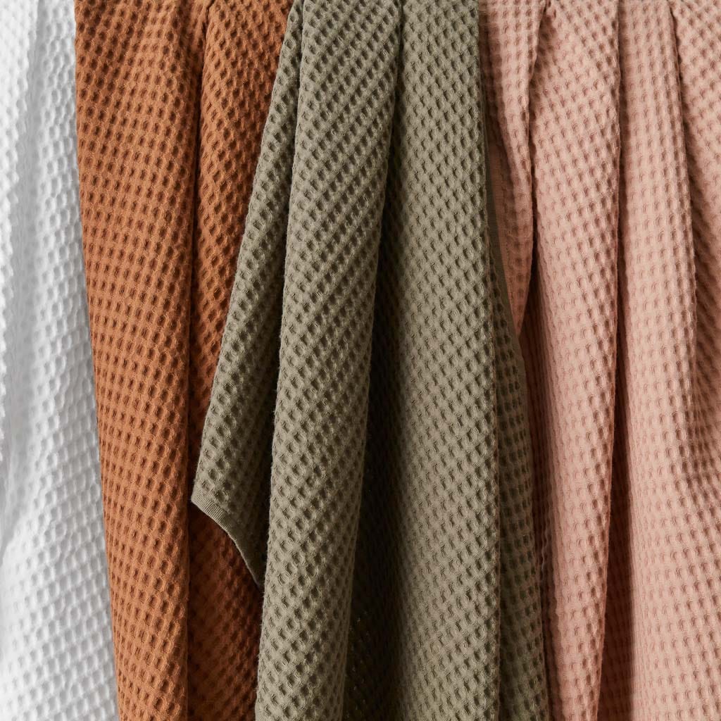 Mara Organic Waffle Towels Set - 100% Cotton Bath Towels, Soft & Absorbent - Perfect for Spa, Bathroom & Beach Use
