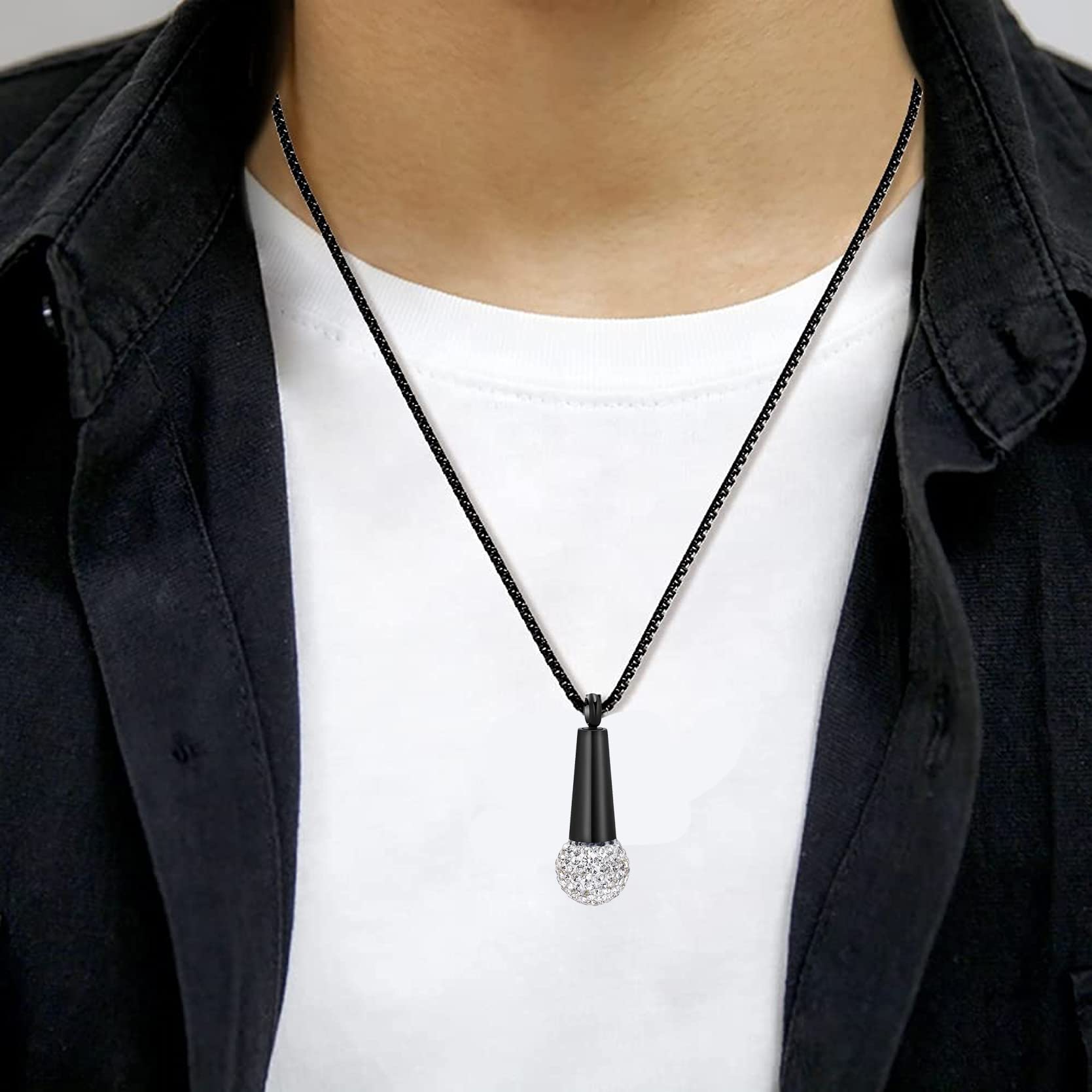 Zeqingjw Cremation Jewelry - Stainless Steel Memorial Urn Pendant Necklace with Crystal for Ashes | Keepsake for Loved Ones | Perfect for Remembrance, Funerals & Special Occasions