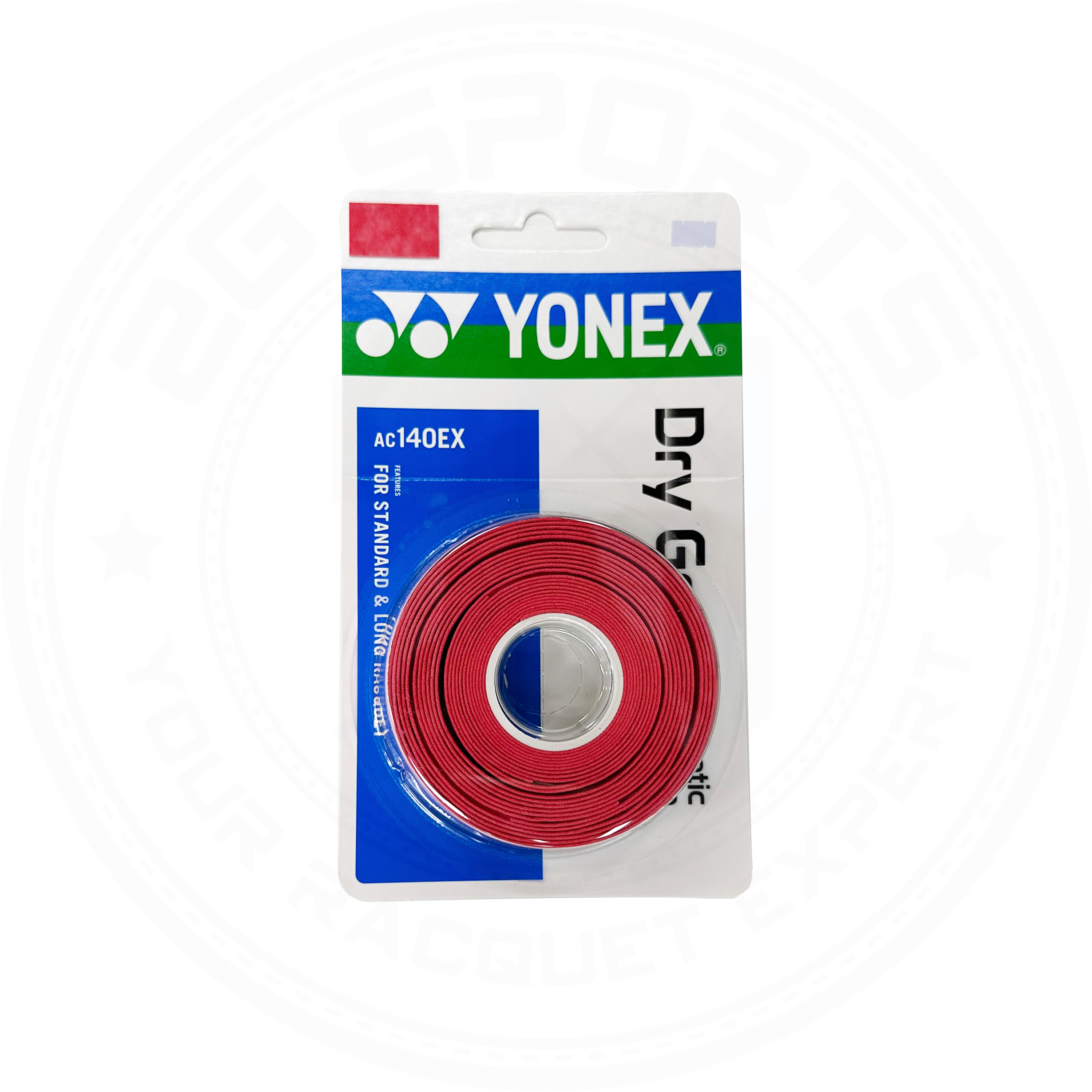 Yonex AC140EX Dry Grip Tennis Overgrip (3 Wraps) - Non-Slip Sweat Absorption for Enhanced Performance in Hot Weather Matches