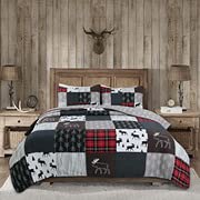 Reindeer 2-Piece Quilt Set - 100% Cotton Twin Size Bedding for Cozy Winter Bedrooms | Perfect for Holiday Decor & Guest Rooms