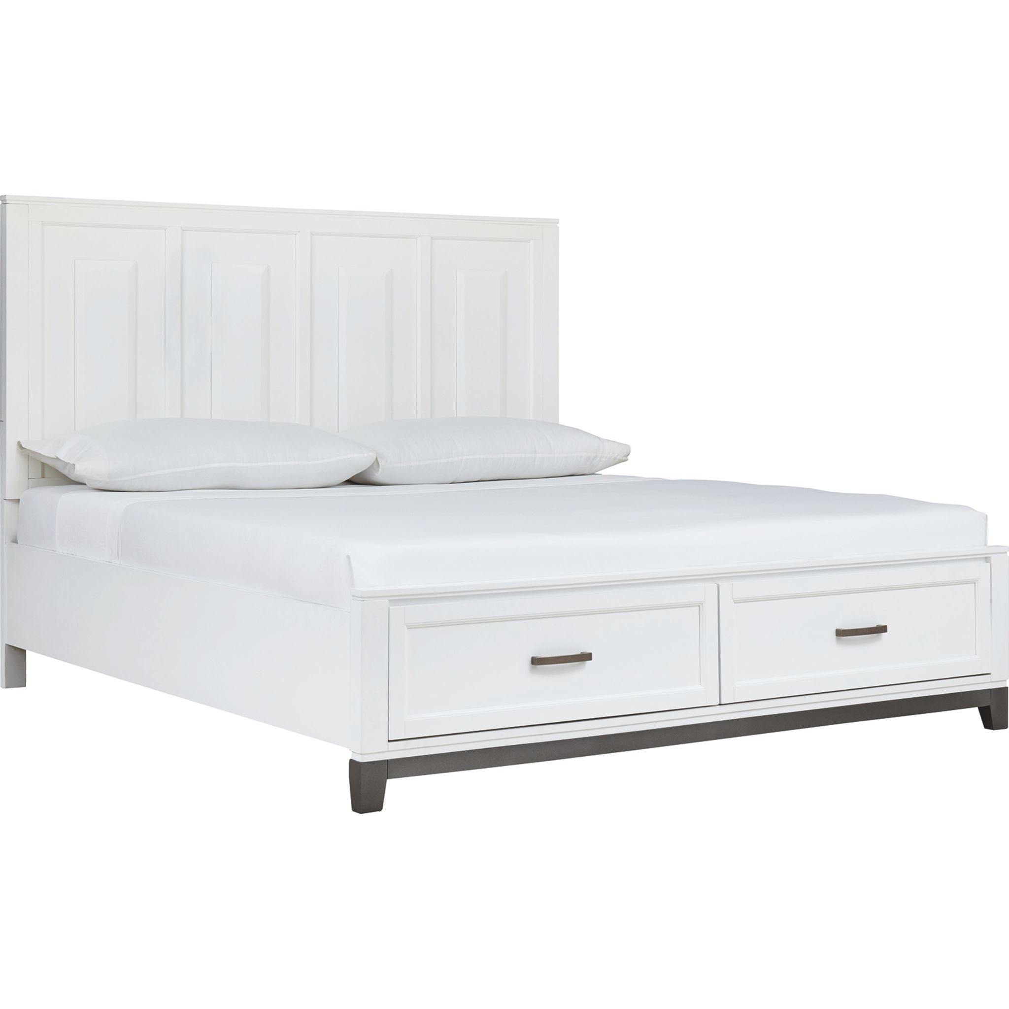 Brynburg 4-Piece White Storage Bed Set - Queen Size Platform Bed with Underbed Drawers for Small Space Bedroom Organization