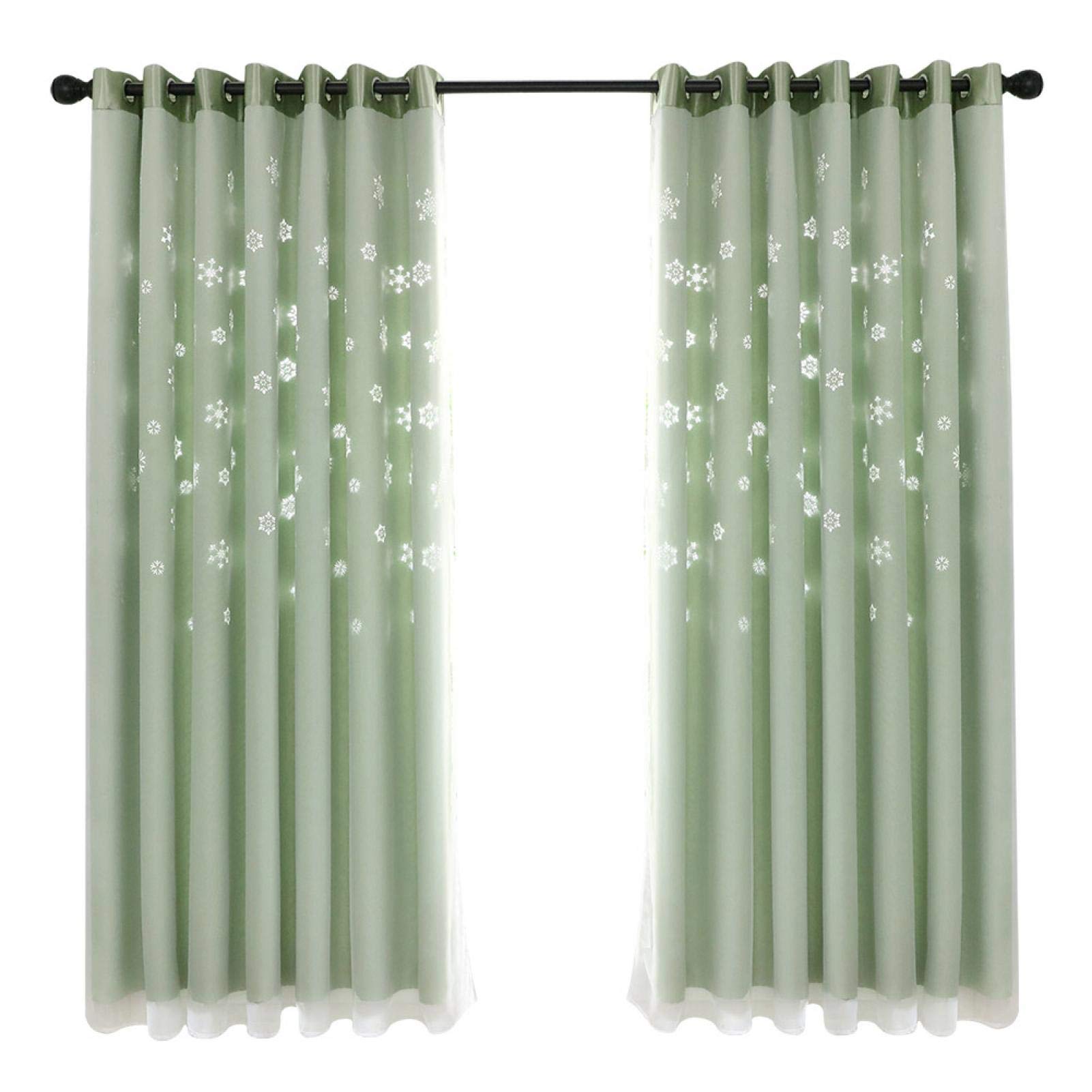 Blackout Curtains for Bedroom & Living Room - Double Layer Snowflake Openwork Design, Thermal Insulated & Noise Reducing Drapes for Dining Room, Kids Room, Bay Window - Perfect for Light Control, Privacy & Home Decor