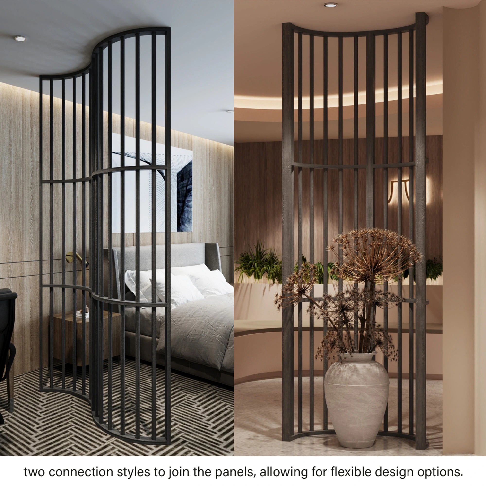 Modern Curved Slat Room Divider - Stylish Wooden Partition Screen for Home & Office Decor - Perfect for Living Rooms, Bedrooms, and Workspaces