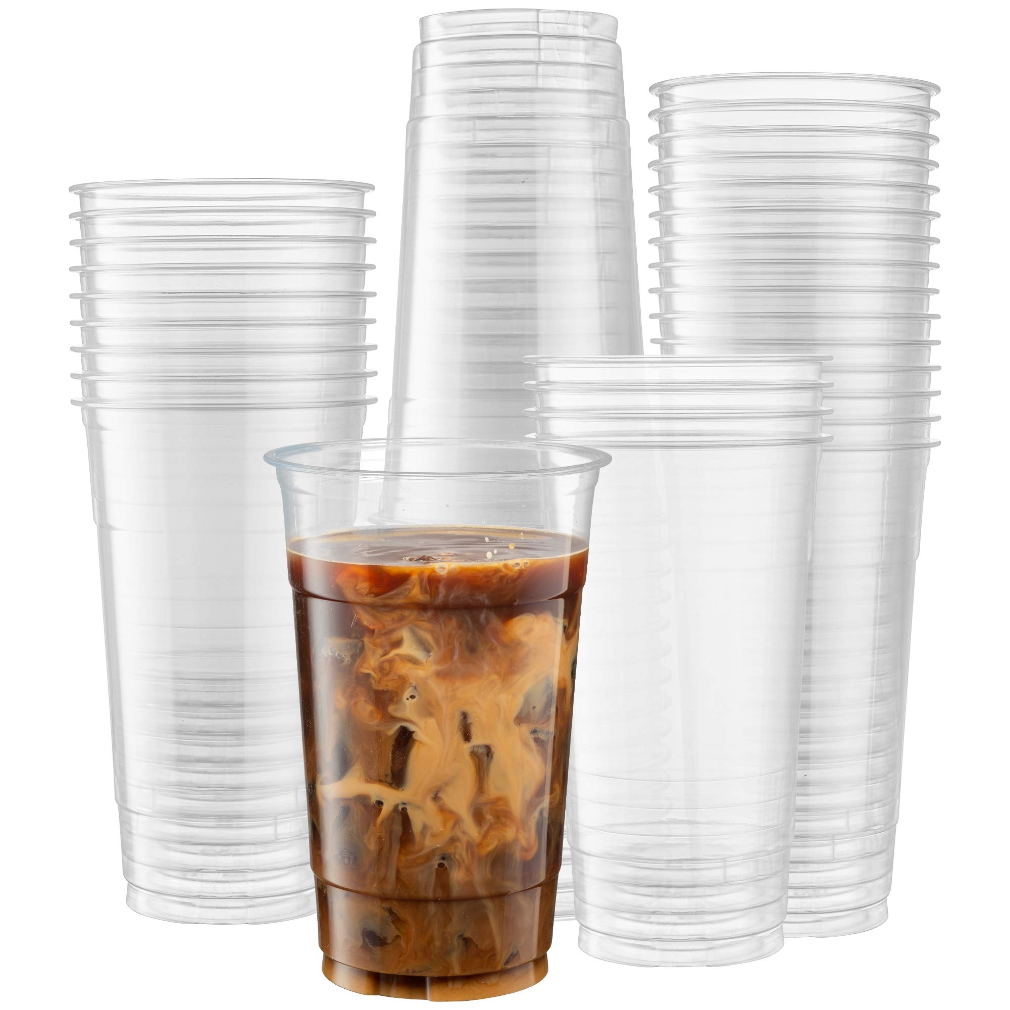 100-Pack 32oz Clear PET Plastic Cups for Iced Coffee, Cold Drinks, Smoothies, Slushies - Disposable Party Cups for Events, BBQs, Picnics & Outdoor Gatherings