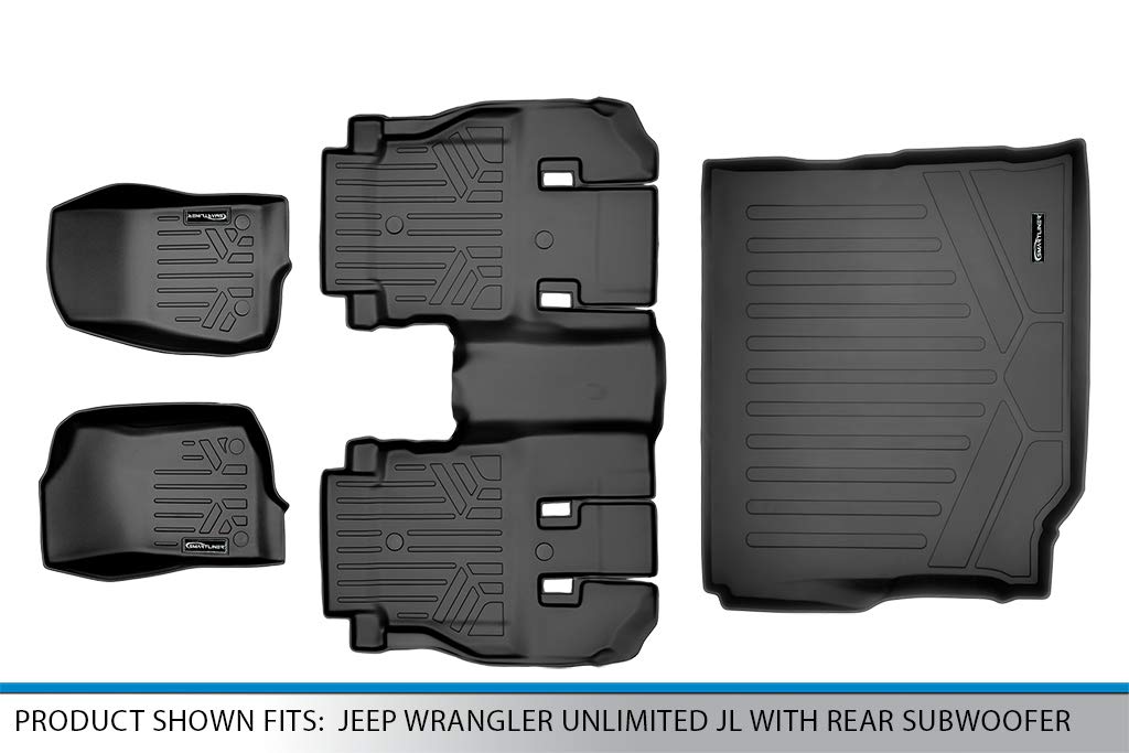 SMARTLINER All-Weather Floor Mats & Cargo Liner Set for 2018 Jeep Wrangler Unlimited JL - Heavy Duty Black Rubber Protection for Off-Road & Daily Driving