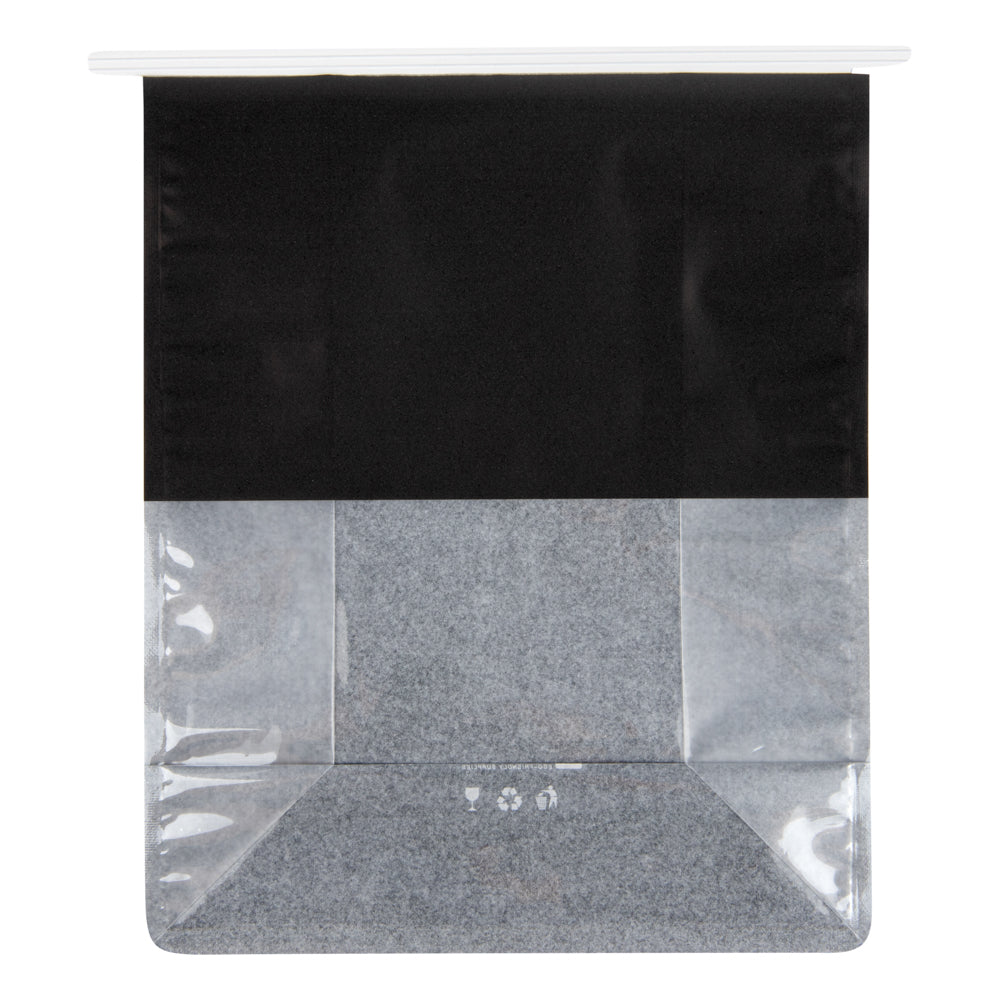 Premium Black Cotton Paper Tin Tie Bags with Clear Window - 8.75