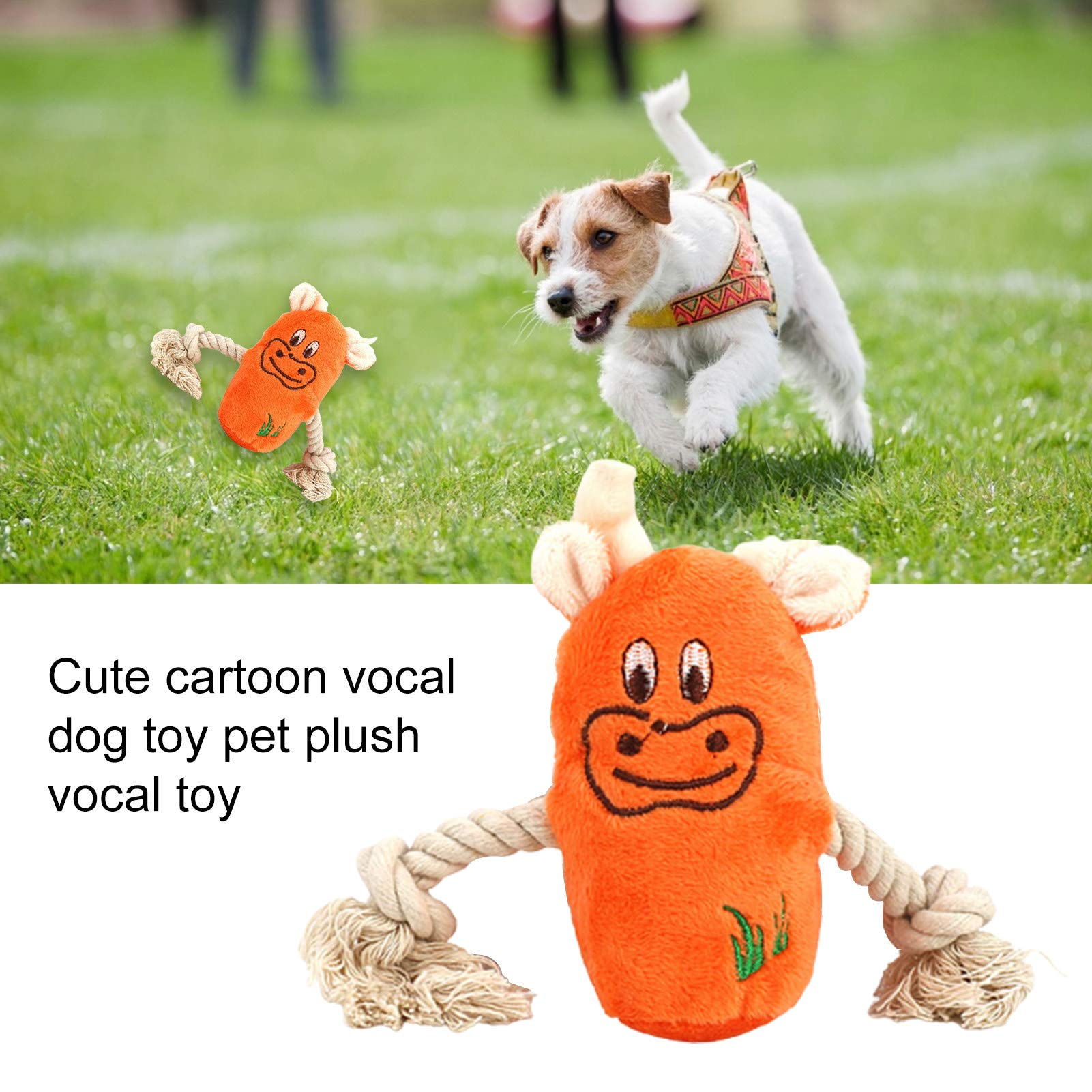 Durable Plush Dog Chew Toys with Squeaker - Bite-Resistant, Teeth Cleaning Pet Supplies for Small & Medium Dogs - Orange Squeaky Toy for Playtime & Dental Care