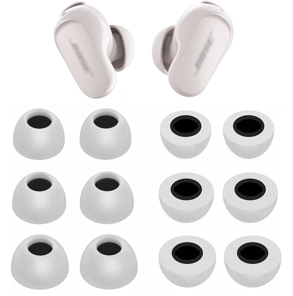 Premium Memory Foam Replacement Ear Tips for Bose QuietComfort Earbuds II - 6 Pairs (S/M/L, Gray) | Noise Isolating Soft Eartips with Travel Case | Enhanced Comfort & Secure Fit for Bose QC Earbuds 2 | Ideal for Workouts, Running, Travel, Office, Gym & Sleep | Noise Cancelling Accessories for Better Sound Quality | Perfect for Focus During Work, Study, Music Listening & Relaxation at Home or On-The-Go