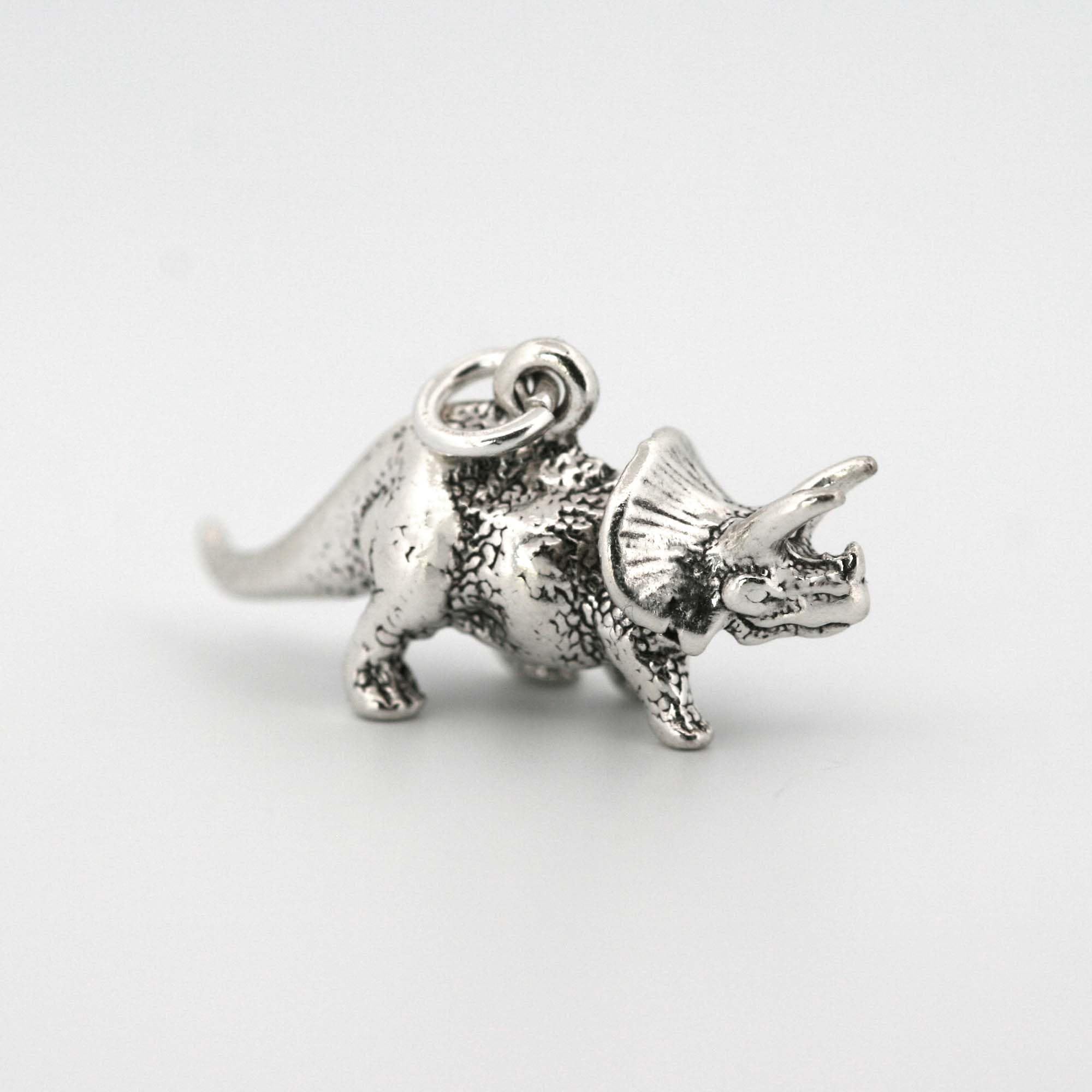Triceratops Dinosaur 3D Charm Pendant - 925 Sterling Silver Jewelry Making Supply for Bracelets, Necklaces & DIY Crafts | Perfect for Gifts, Costume Jewelry & Dinosaur Lovers