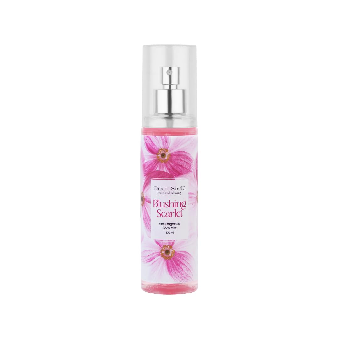 Beautisoul Blushing Scarlet Fine Fragrance Body Mist for Women - 100ml Long Lasting Floral Perfume Spray | Hydrating, Delicate & Refreshing | Perfect for Daily Use, Date Nights, Office & Special Occasions | Great Gift Idea for Her, Birthday, Anniversary & Secret Santa