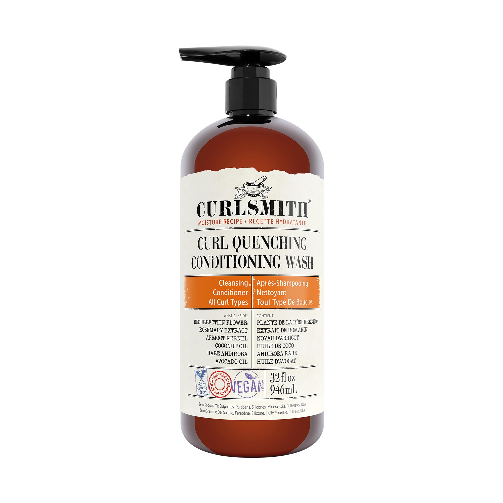 CURLSMITH Vegan 2-in-1 Conditioning Wash & Shampoo for Wavy, Curly, Coily Hair - Hydrating Cowash with Natural Ingredients (32oz) - Perfect for Daily Curl Care & Frizz Control