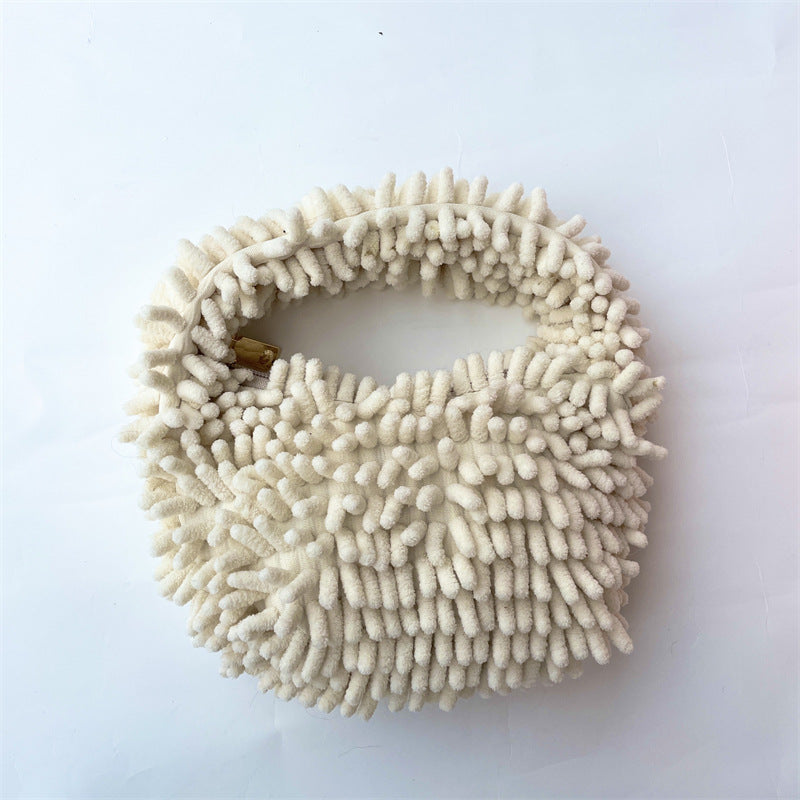 Stylish Minimalist Fuzzy Satchel Bag for Women - Soft & Cozy Crossbody Purse - Perfect for Work, Travel & Everyday Use