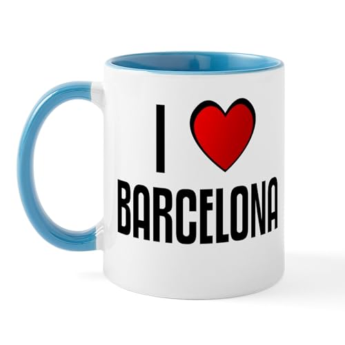 White/Blue Inside - I LOVE BARCELONA Mug