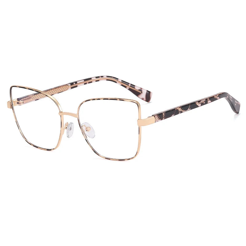 CCspace Women's Full Rim Cat Eye Square Alloy Eyeglasses Frame 57382 - Stylish Retro Glasses for Women, Lightweight Metal Frame for Office, Reading & Fashion Accessories