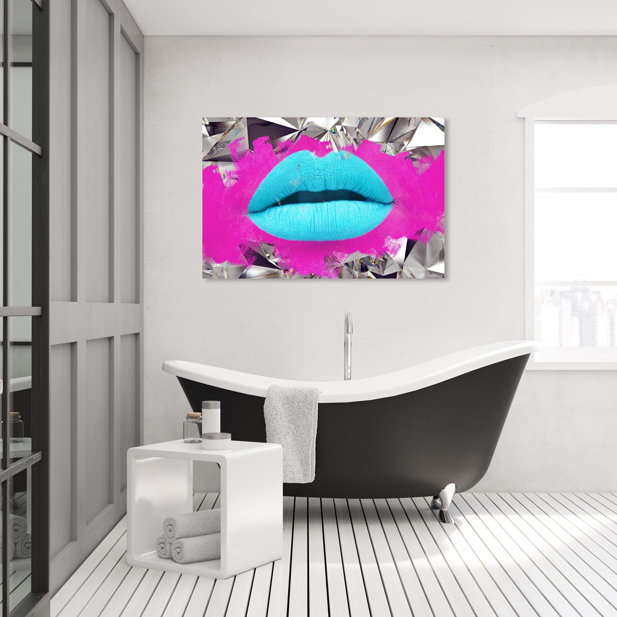 Oliver Gal Artist Co. Fashion Glam Wall Art - 45x30 Inch Stretched Canvas Print of Lips Androkiss for Home Decor | Perfect for Living Room, Bedroom & Office Wall Decor