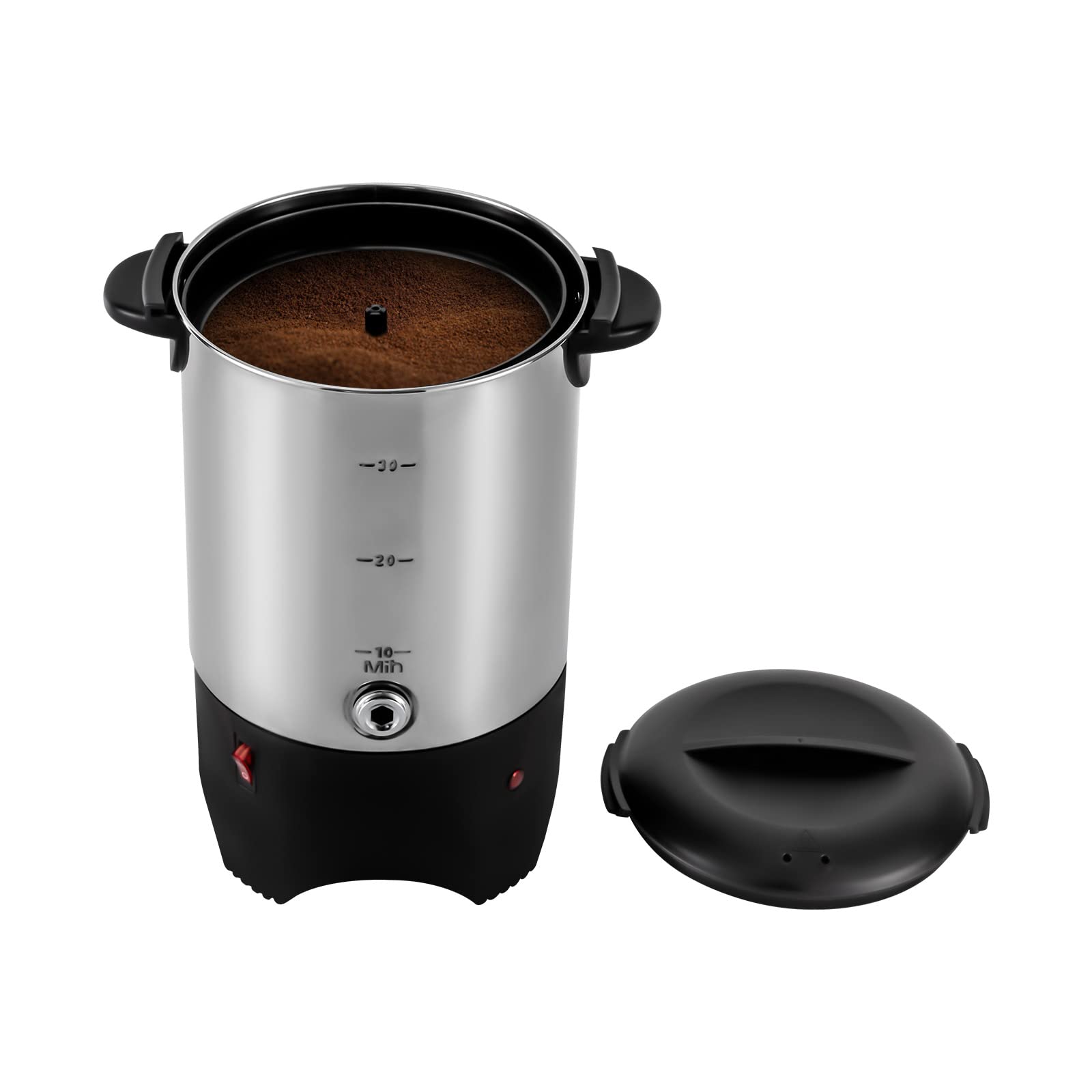 Commercial Coffee Maker 30 Cup (5.8OZ) Stainless Steel Large Coffee Dispenser - 1000W 110V Electric Coffee Percolator with Detachable Power Cord - Fast Brewing Hot Water Urn for Offices, Restaurants & Catering Events (Silver)